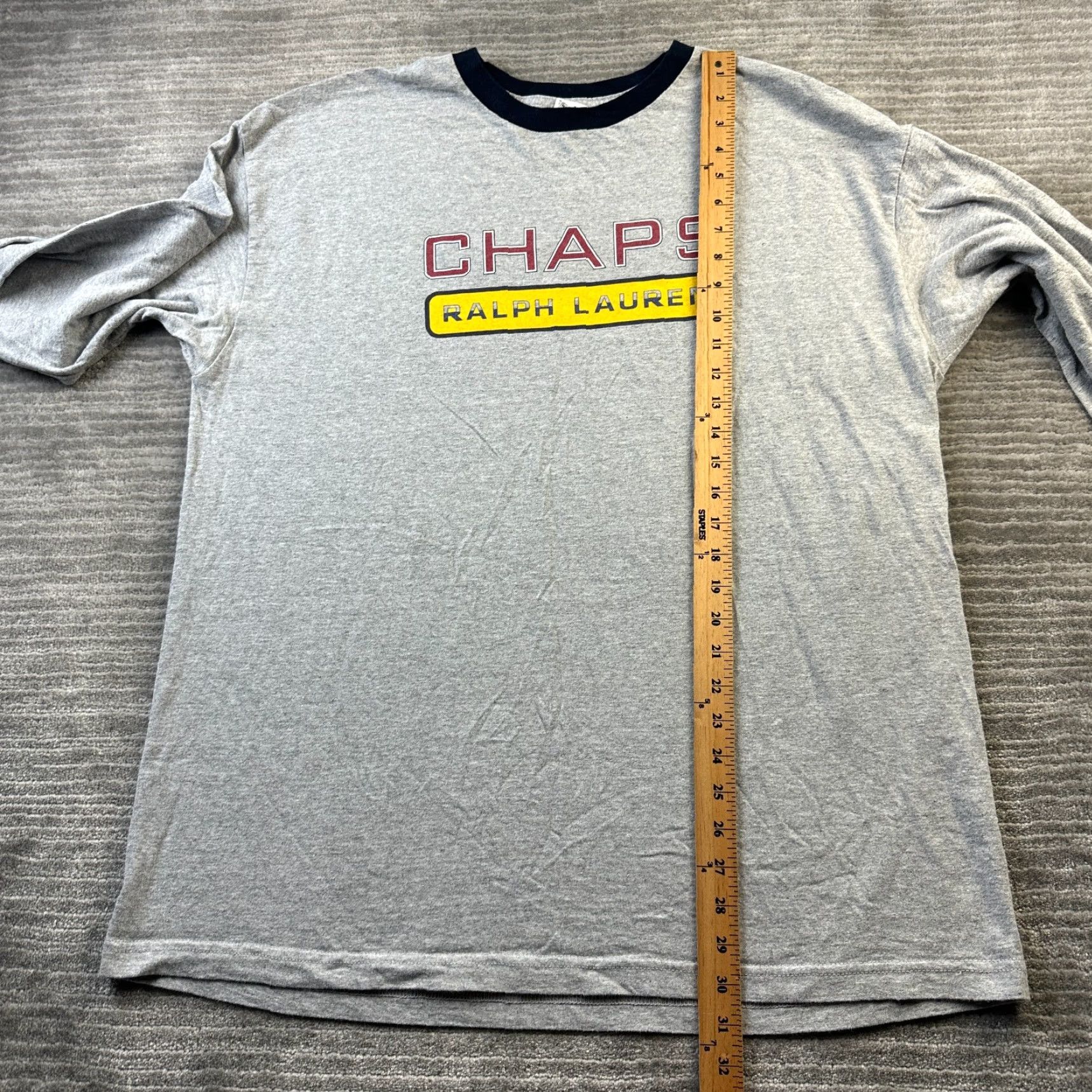 Chaps VINTAGE Chaps Ralph Lauren Shirt Mens Large Gray Logo Spellout 90s 80s Skull Size US L / EU 52-54 / 3 - 8 Thumbnail