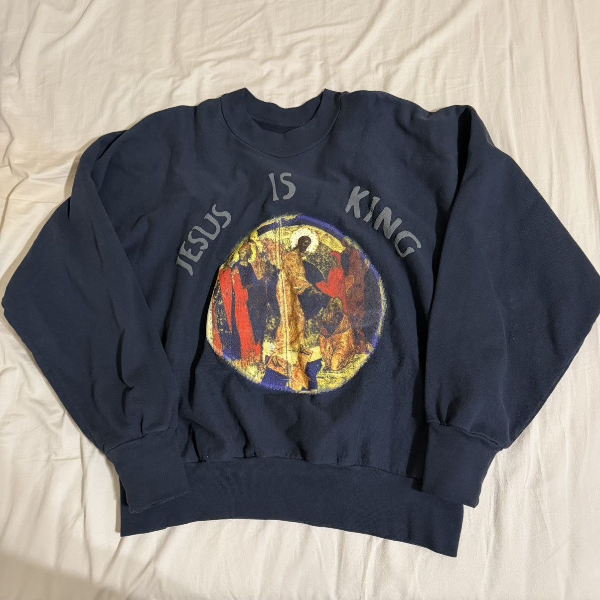 Yeezy YEEZY JESUS IS KING PAINTING CREWNECK NAVY L Size US L / EU 52-54 / 3 - 1 Thumbnail