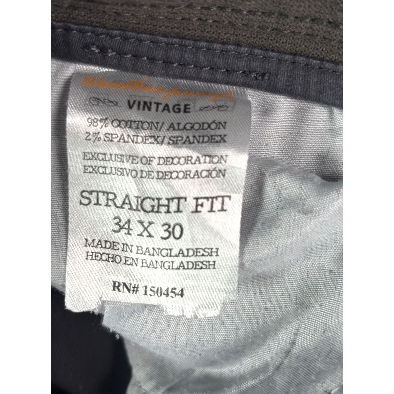 Weatherproof VINTAGE Weatherproof Jeans Mens 34x30 Gray Straight Fit 5-Pocket Stretch Denim Shirt? Size US 34 / EU 50 - 8 Thumbnail