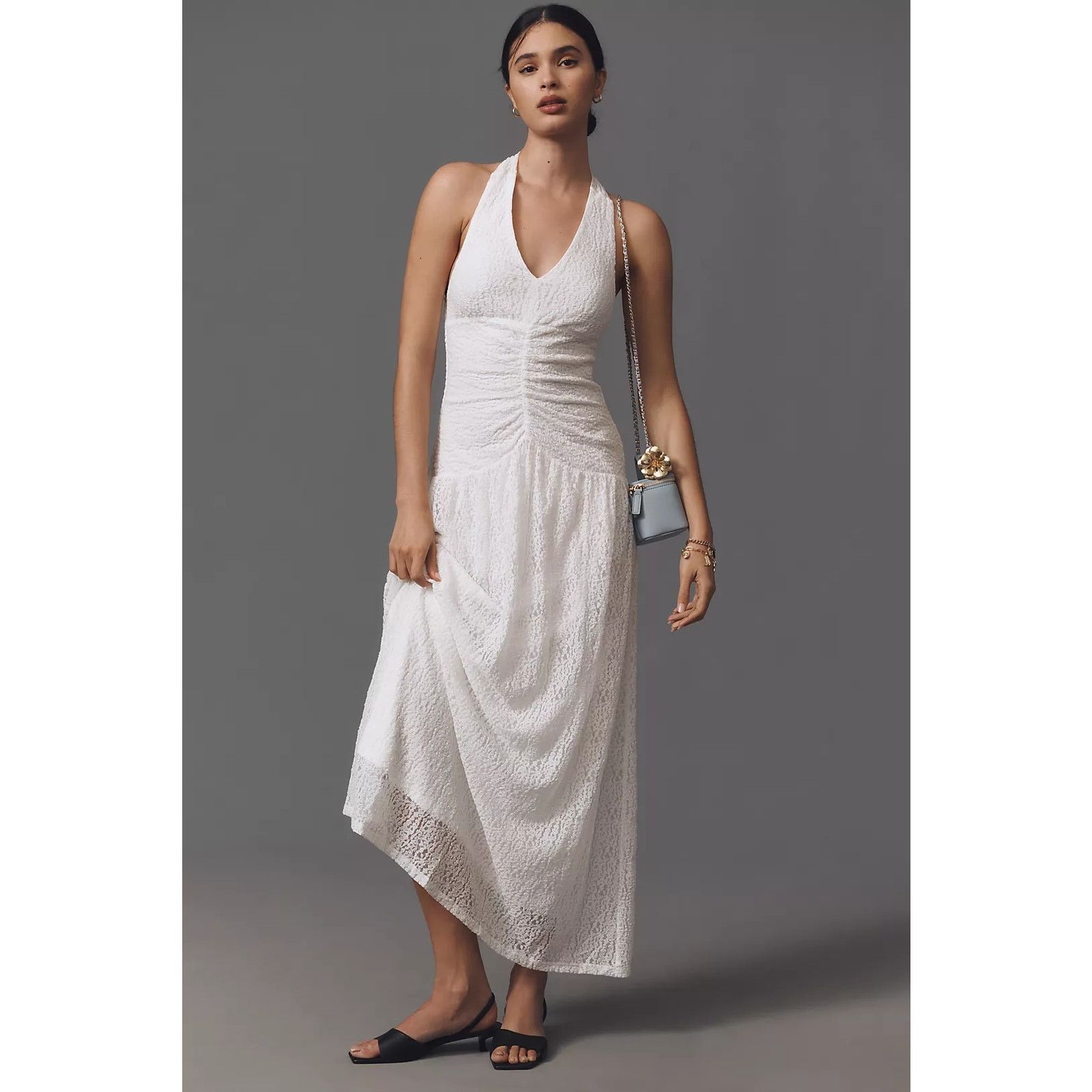 Anthropologie NWT Flat White Plunge Slim Maxi Dress $168 PLUS 1X White Size XXL / US 16-18 / IT 52-54 - 2 Thumbnail