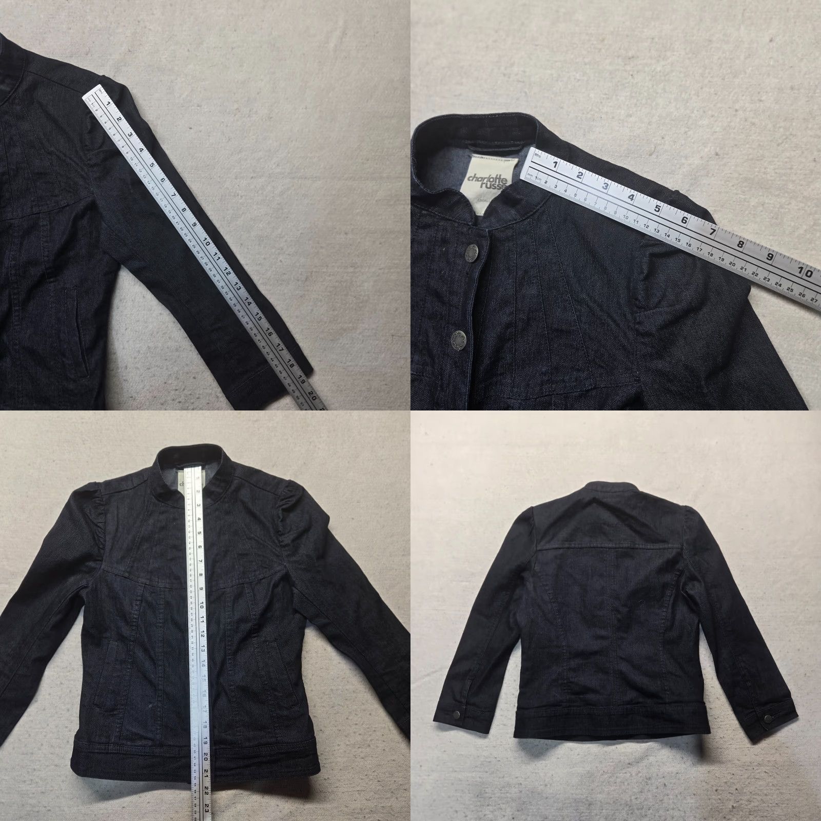Vintage Charlotte Russe Jacket Black S Women Adult Lightweight Full Button Pocket Coat, cotton blend, Regular, Snap Closure, Basic Jacket Size S / US 4 / IT 40 - 8 Thumbnail