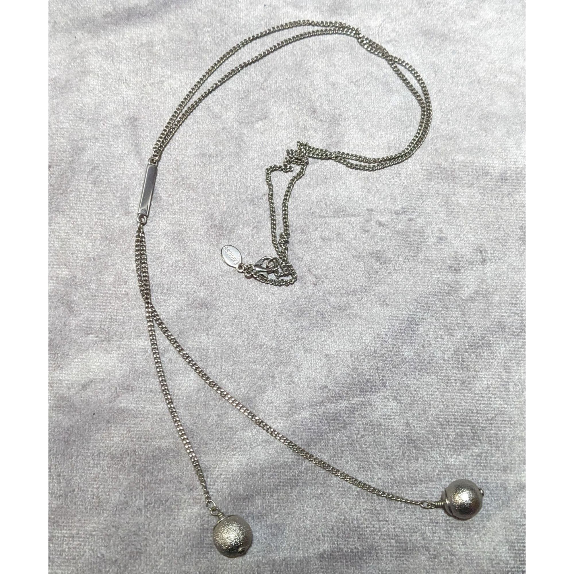 Express Express Y2K Silver Tone Metallic Ball Drop Necklace Size ONE SIZE - 5 Thumbnail