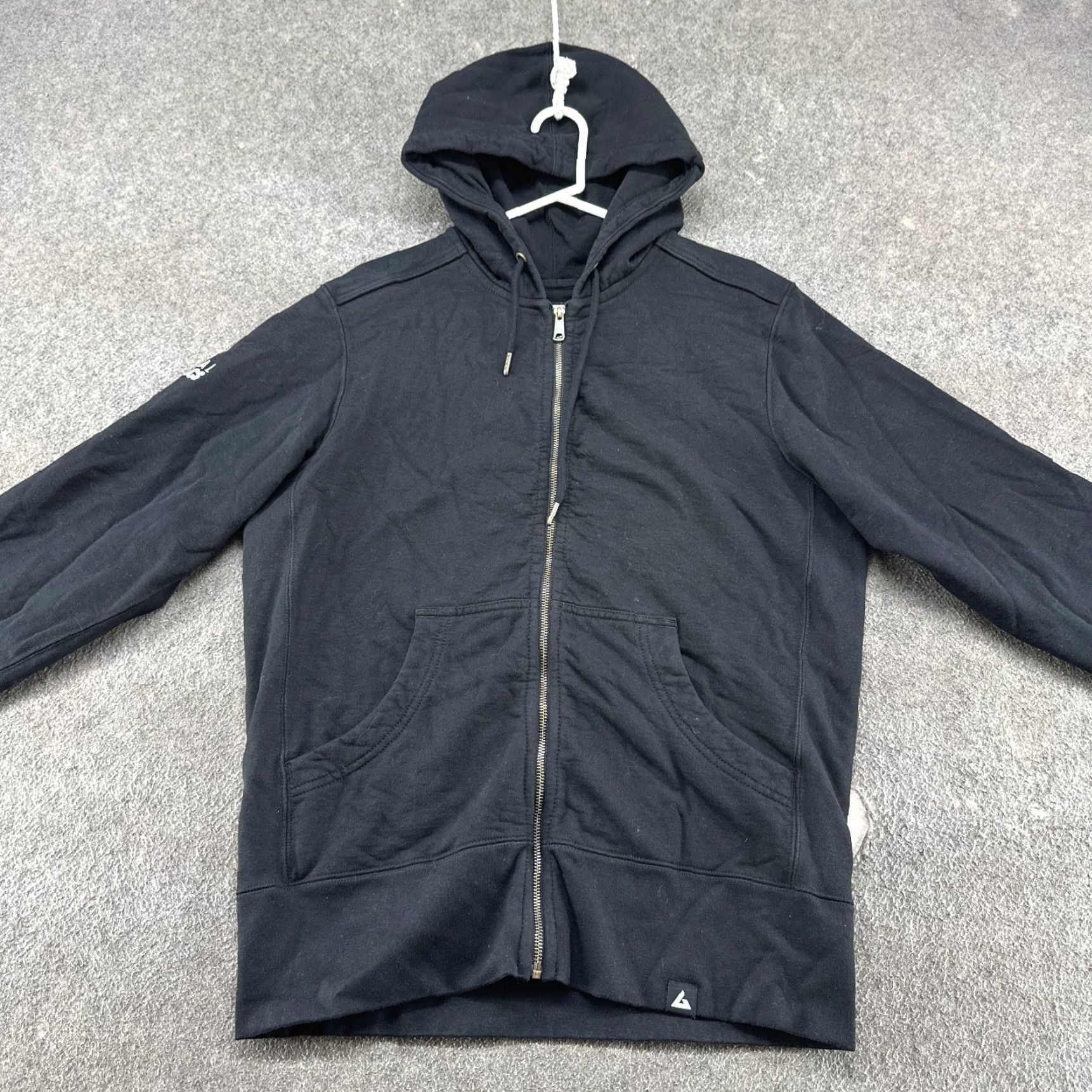 Vintage American Giant Hoodie Mens L Black Full Zip Sweatshirt Fleece Cotton Heavyweight Regular Fits 90s USA Logo Zipper Hooded Pocket Size US L / EU 52-54 / 3 - 4 Thumbnail