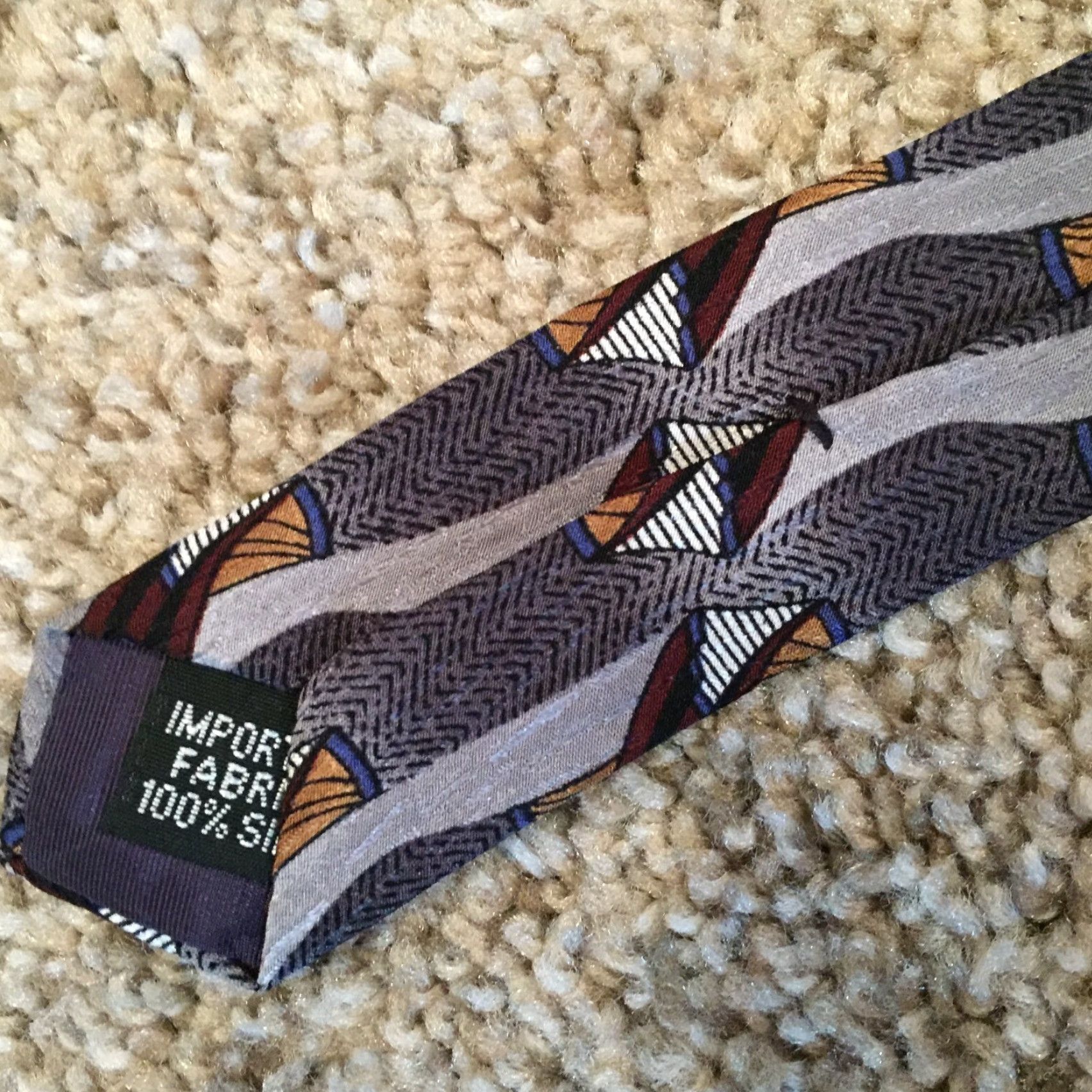 Geoffrey Beene Geoffrey Beene Gray Geometric 100% Silk Neck Tie Men's Tie Classic 58" Gray Geometric Pattern - Geoffrey Beene Mens Neck Tie 57-60in 4" Wide Size ONE SIZE - 4 Thumbnail