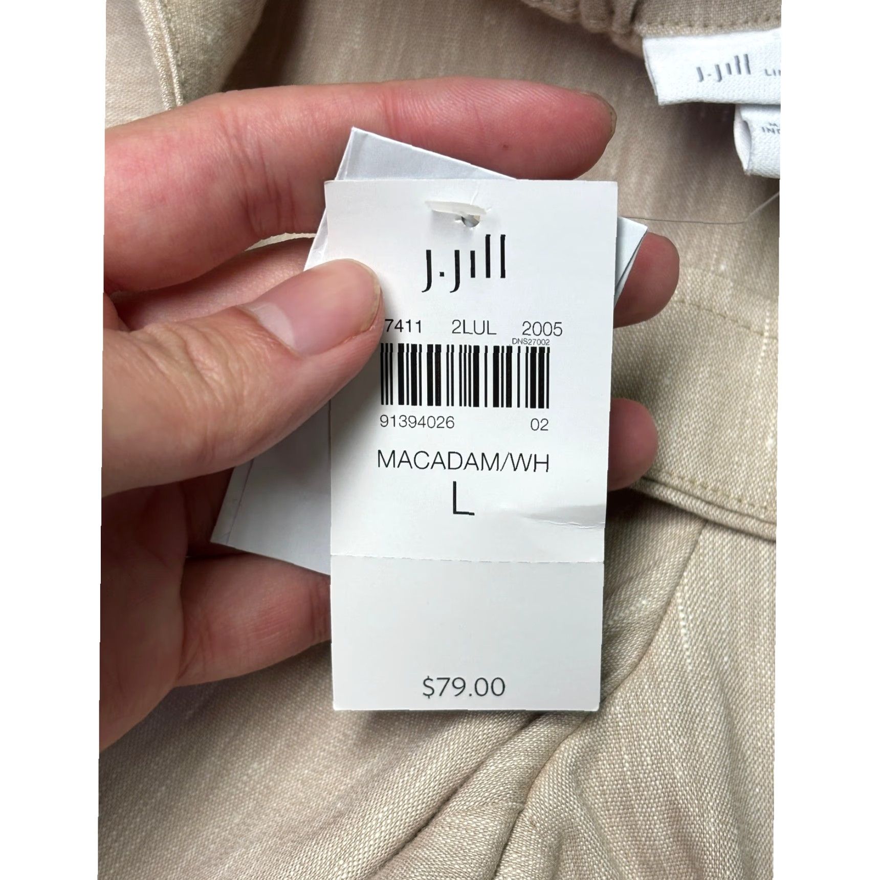 J. Jill NWT J. Jill Linen Stretch Pants Macadam Beige Side Zip Button Ankle Large Size 36" / US 14 / IT 50 - 6 Thumbnail