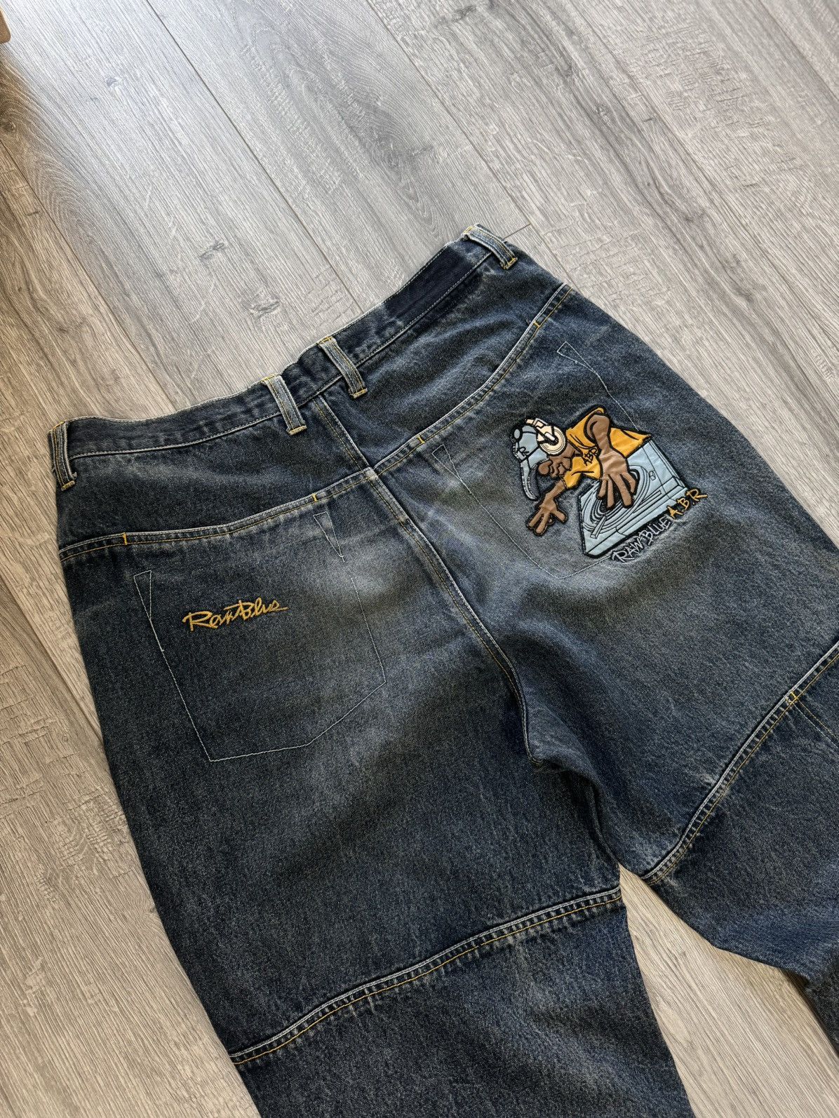 JNCO VINTAGE Y2K RAW BLUE BAGGY CYBER WING DENIM SEQUIN JEANS 36 Size US 36 / EU 52 - 7 Thumbnail