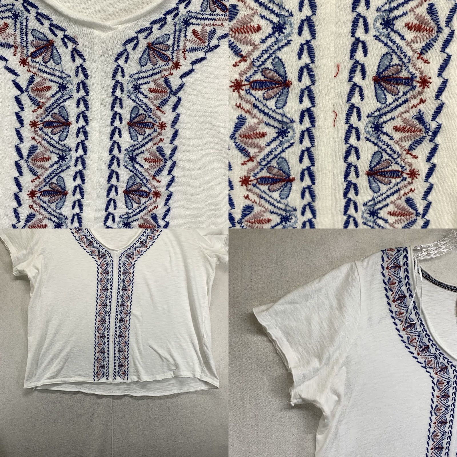 Vintage VINTAGE Knox Rose Women's Blouse 2XL Short Sleeve Floral Embroidered Bohemian Cotton Modal Sheer All Seasons Size XXL / US 16-18 / IT 52-54 - 8 Thumbnail