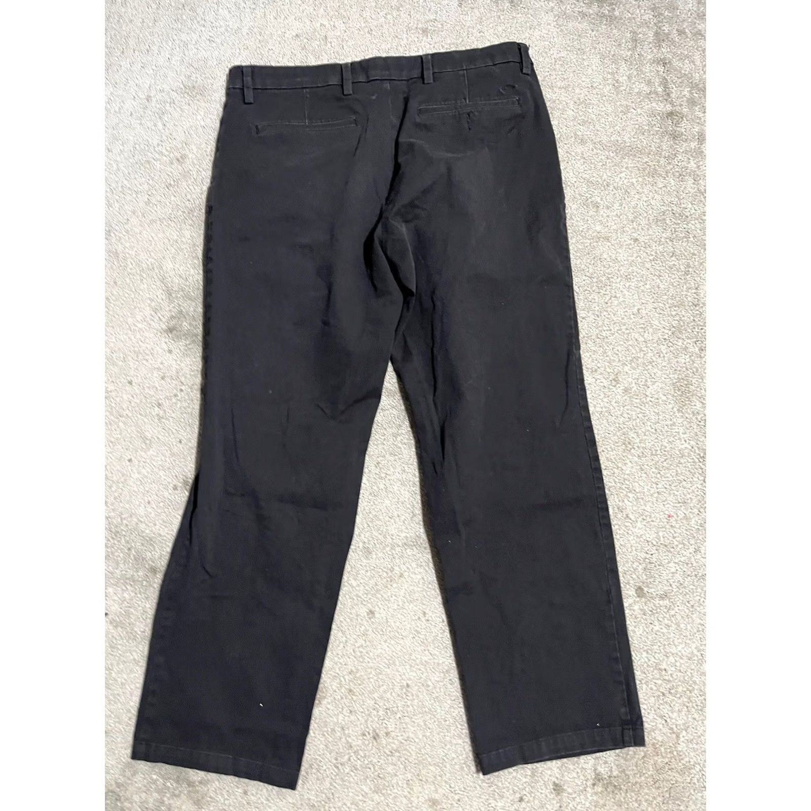 Dockers DOCKERS Pants Flat Front Straight Fit Mens 38x32 Black Chino Classic 38 Regular Cotton Leather Button Belt Loops Vintage No Size US 38 / EU 54 - 3 Thumbnail