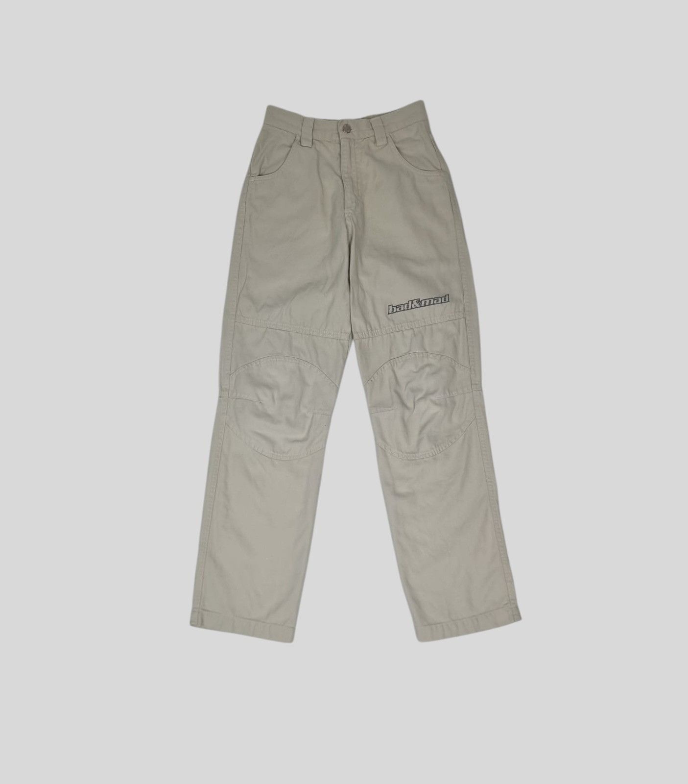 Japanese Brand × Vintage vintage Bad+Mad double knee baggy pants XS womens beige Size 26" / US 2 / IT 38 - 4 Thumbnail