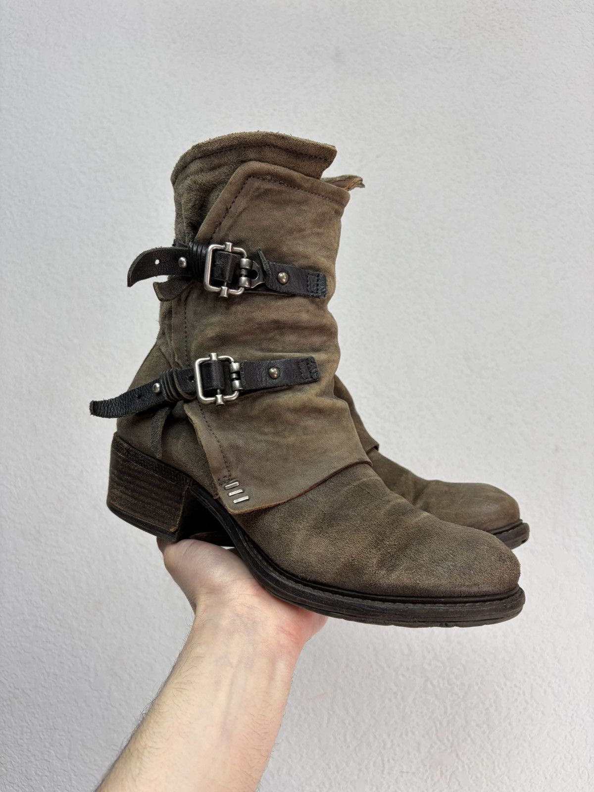 Hedi Slimane Distressed Leather Engineer Boots Buckle Strap Guidi Vibe Size US 8 / EU 41 - 2 Thumbnail