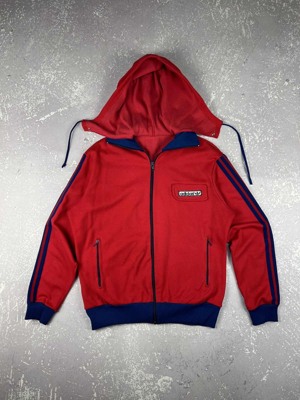 Adidas 70s 80s Vintage Adidas Hooded Track Top Made in Yugoslavia Size US S / EU 44-46 / 1 - 1 Thumbnail