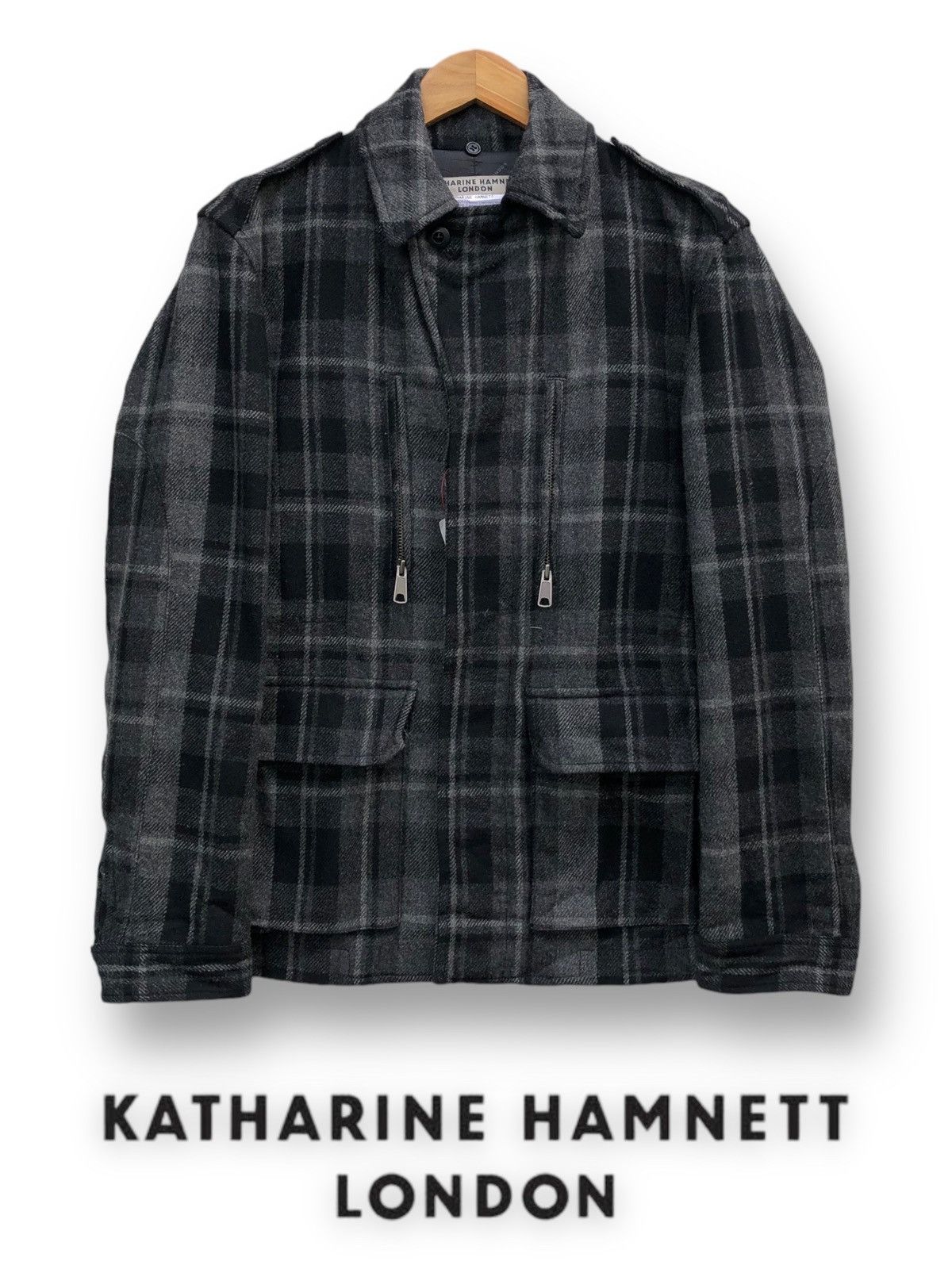 Katharine Hamnett London 🔥Katharine Hamnett London Nova Check Military Design Jacket Size US M / EU 48-50 / 2 - 1 Thumbnail
