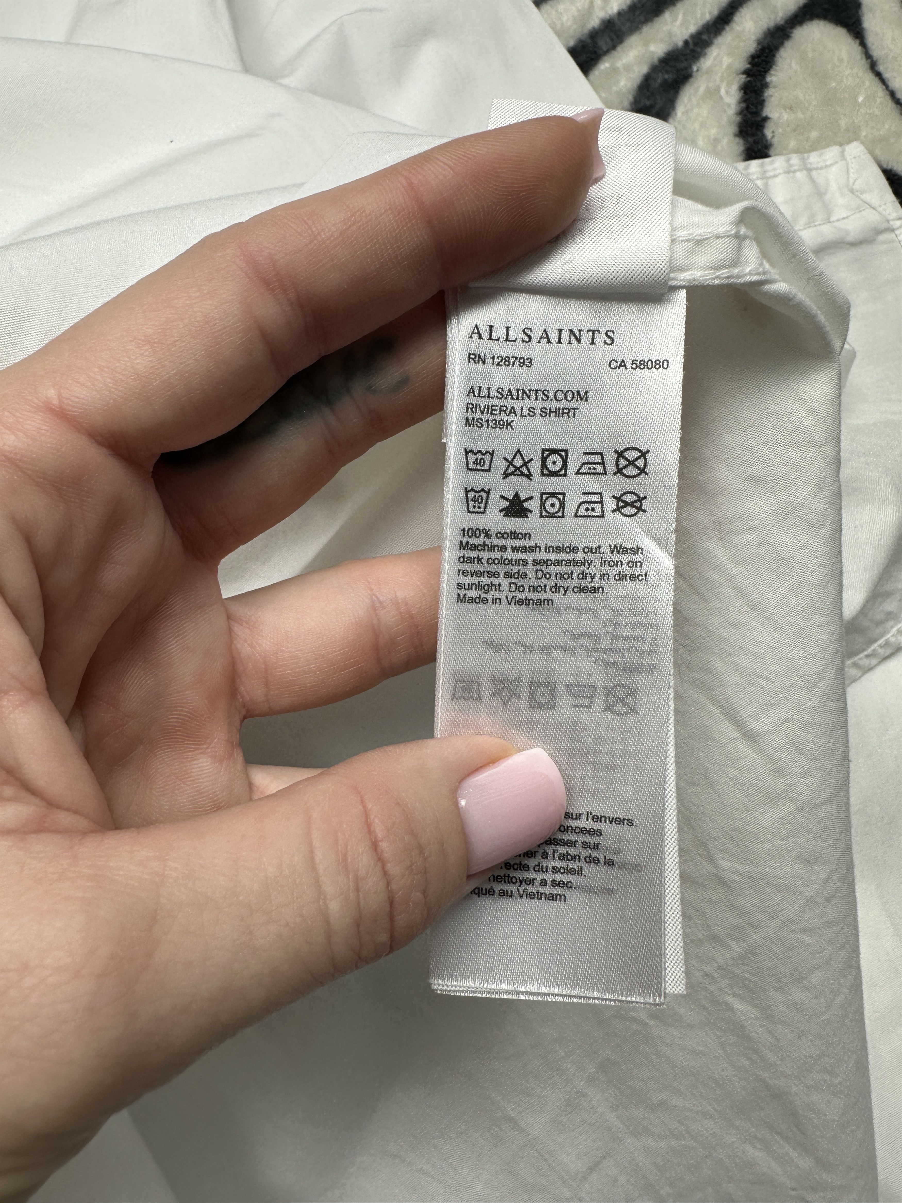 Allsaints Allsaints Mens Riviera Long Sleeve White Shirt Size US S / EU 44-46 / 1 - 5 Thumbnail