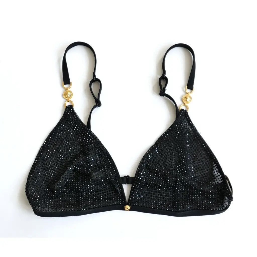 Versace Versace Spring 2020 Black Crystal Embellished Bra Top Size M / US 6-8 / IT 42-44 - 3 Thumbnail