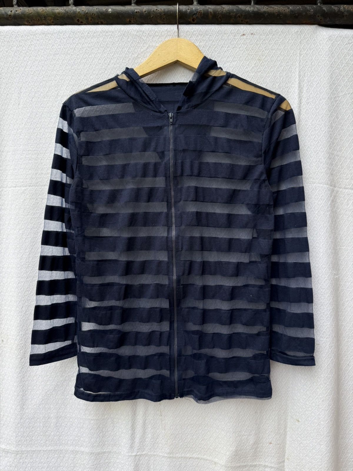 Undefined Open Fishnet Hoodie Striped