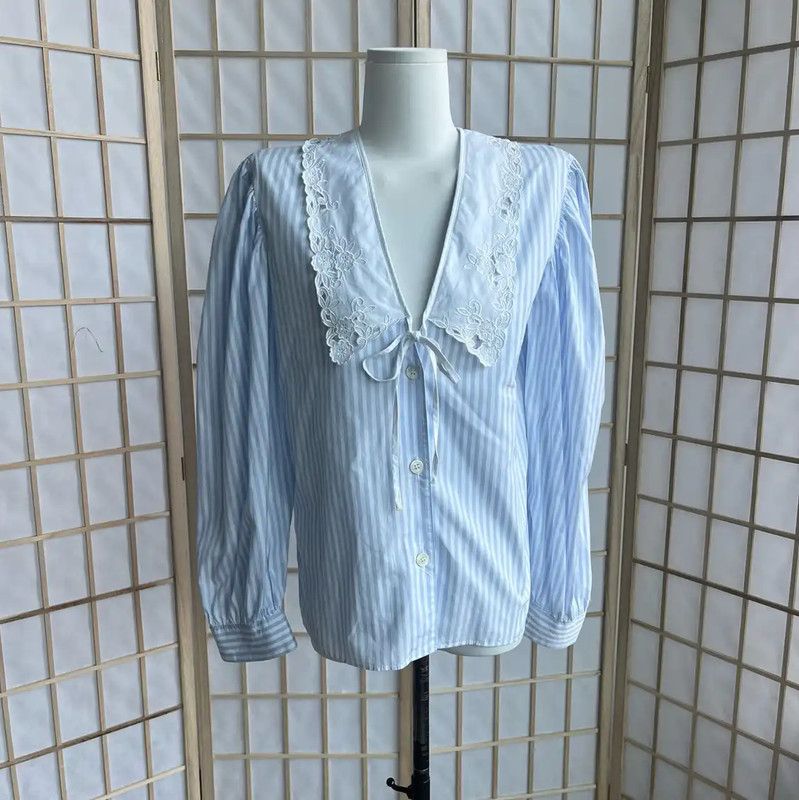 Miu Miu Miu Miu Sky Blue Cotton Women's Shirt 0089 Size M / US 6-8 / IT 42-44 - 1 Thumbnail