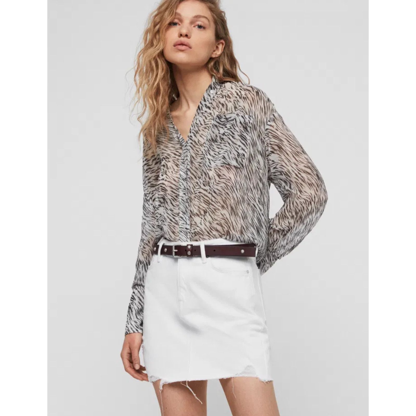 Allsaints All Saints Women Betty Denim Skirt White Size 10UK / 6US Size 28" / US 6 / IT 42 - 3 Thumbnail