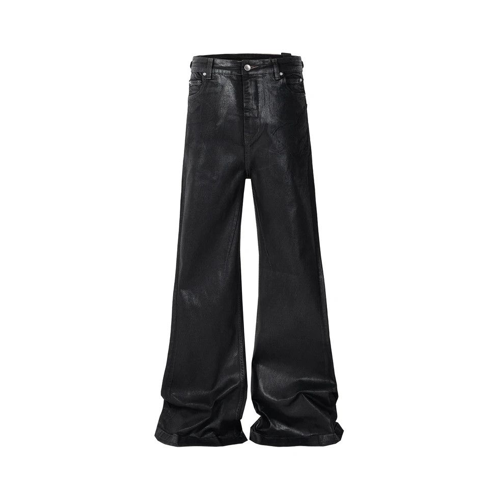 Jean Black Wax Leather Stretch Jeans For Men Size US 31 - 5 Thumbnail