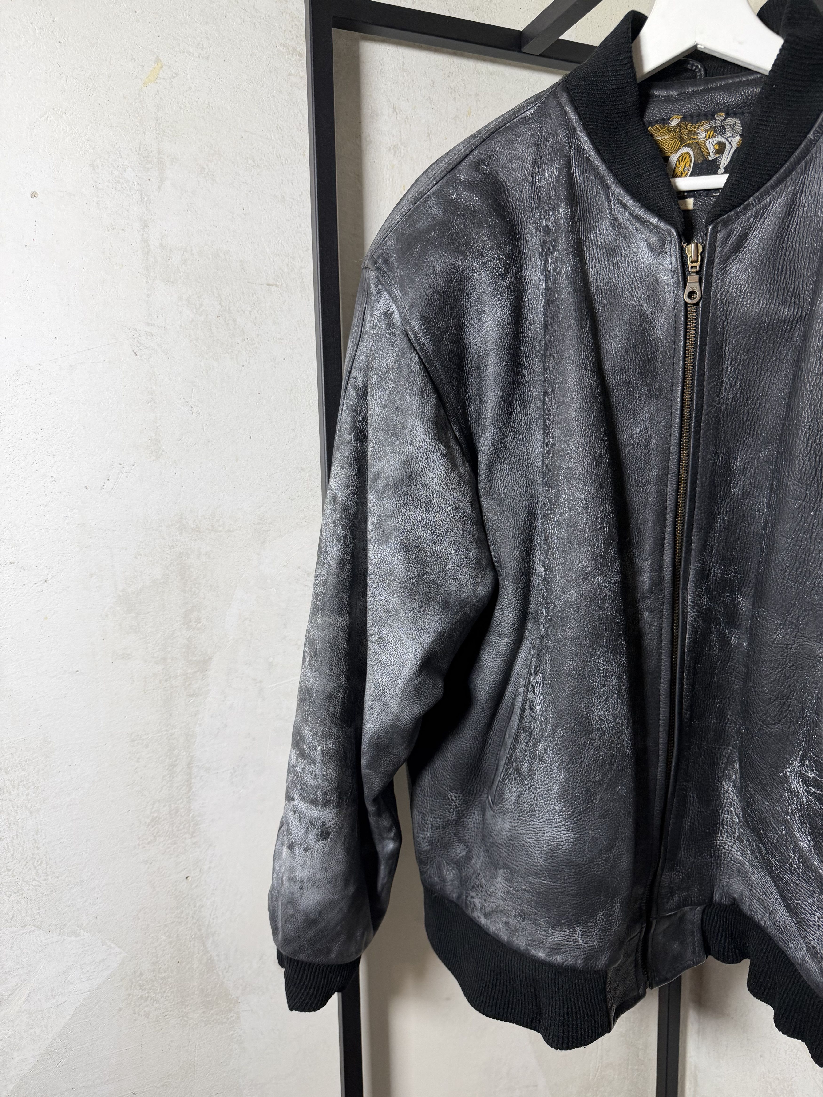 Genuine Leather Waxed Genuine Thick Leather Bomber Jacket Size US XXL / EU 58 / 5 - 2 Thumbnail
