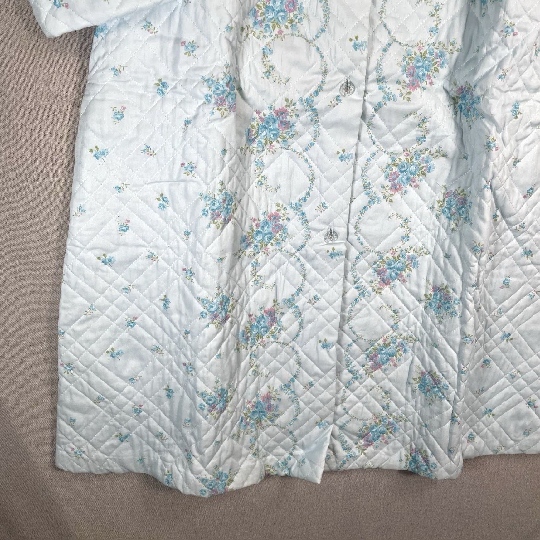 Vintage VINTAGE Adonna Coat Robe Cottage Granny NWT Quilted 70s Small Blue Size ONE SIZE - 3 Thumbnail