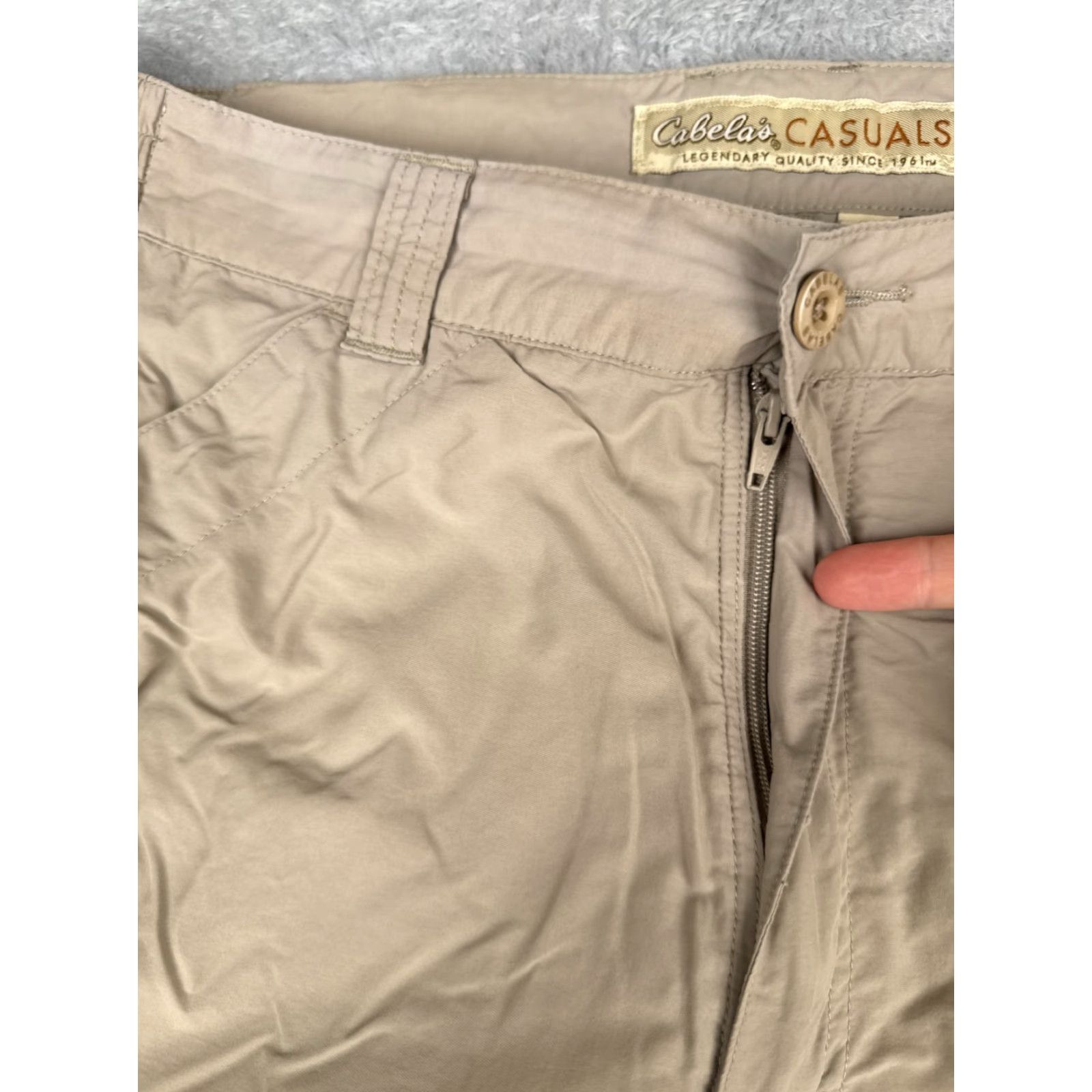Vintage Cabela's Women's Cargo Shorts Large Beige Nylon Casual Hiking Camp Travel 36x9 Size 36" / US 14 / IT 50 - 6 Thumbnail