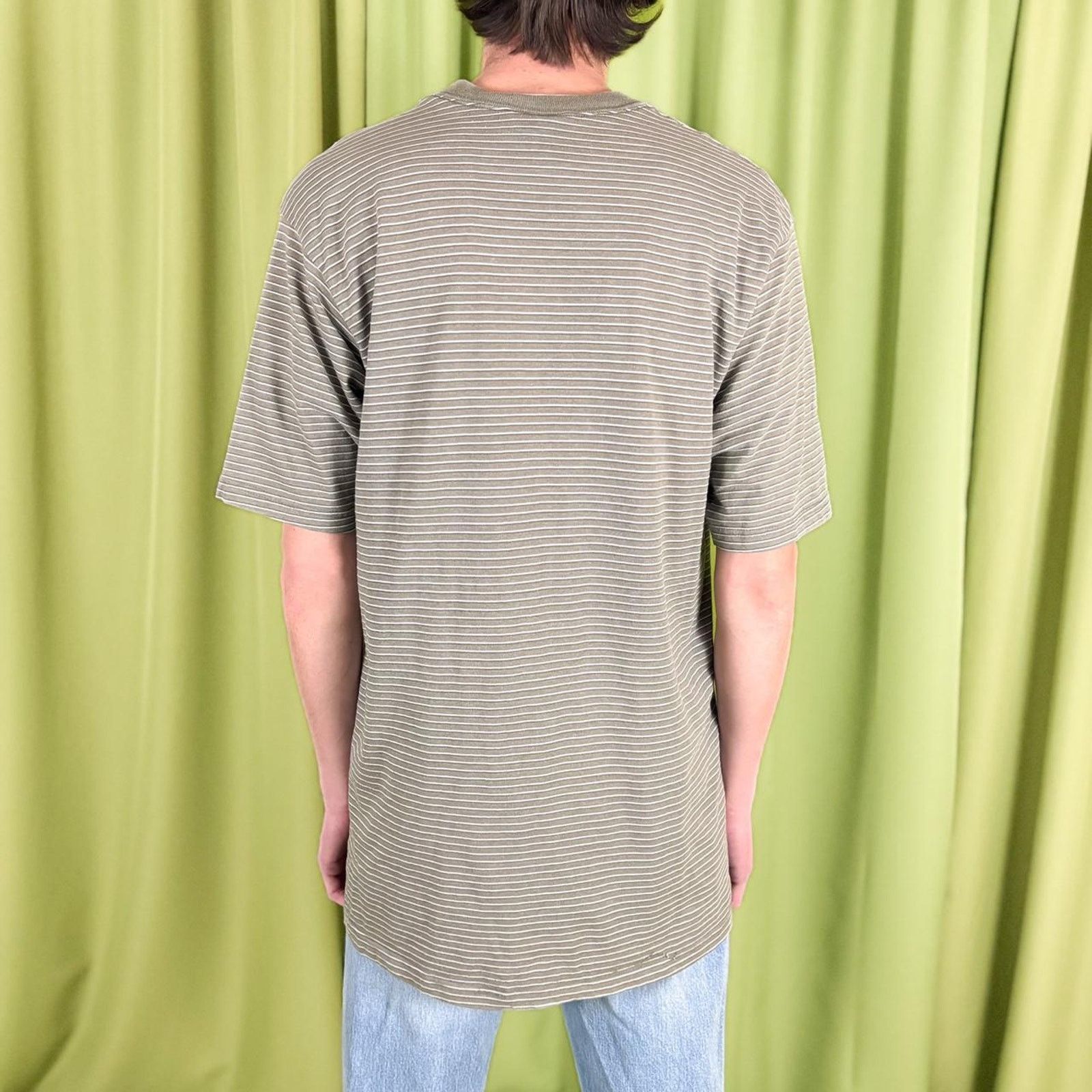 Puritan 90s Vintage Beige-Grey White Striped Short Sleeve T-Shirt Size US M / EU 48-50 / 2 - 4 Thumbnail
