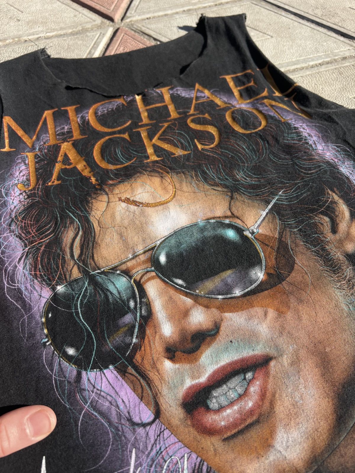 Band Tees × Vintage VINTAGE MICHAEL JACKSON KING OF POP AOP T SHIRT 1985-2009 Size US S / EU 44-46 / 1 - 4 Thumbnail