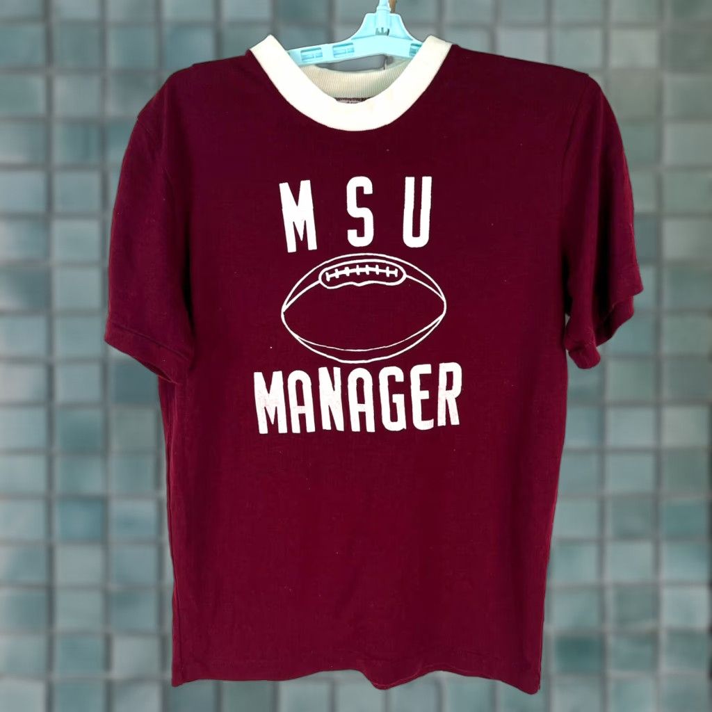 Vintage VINTAGE MSU Football Shirt Mens Size M Red Graphic 70s 80s Single Stitch Tee Football Mens Shirt MSU Red Graphic 70s 80s Size US M / EU 48-50 / 2 - 1 Thumbnail