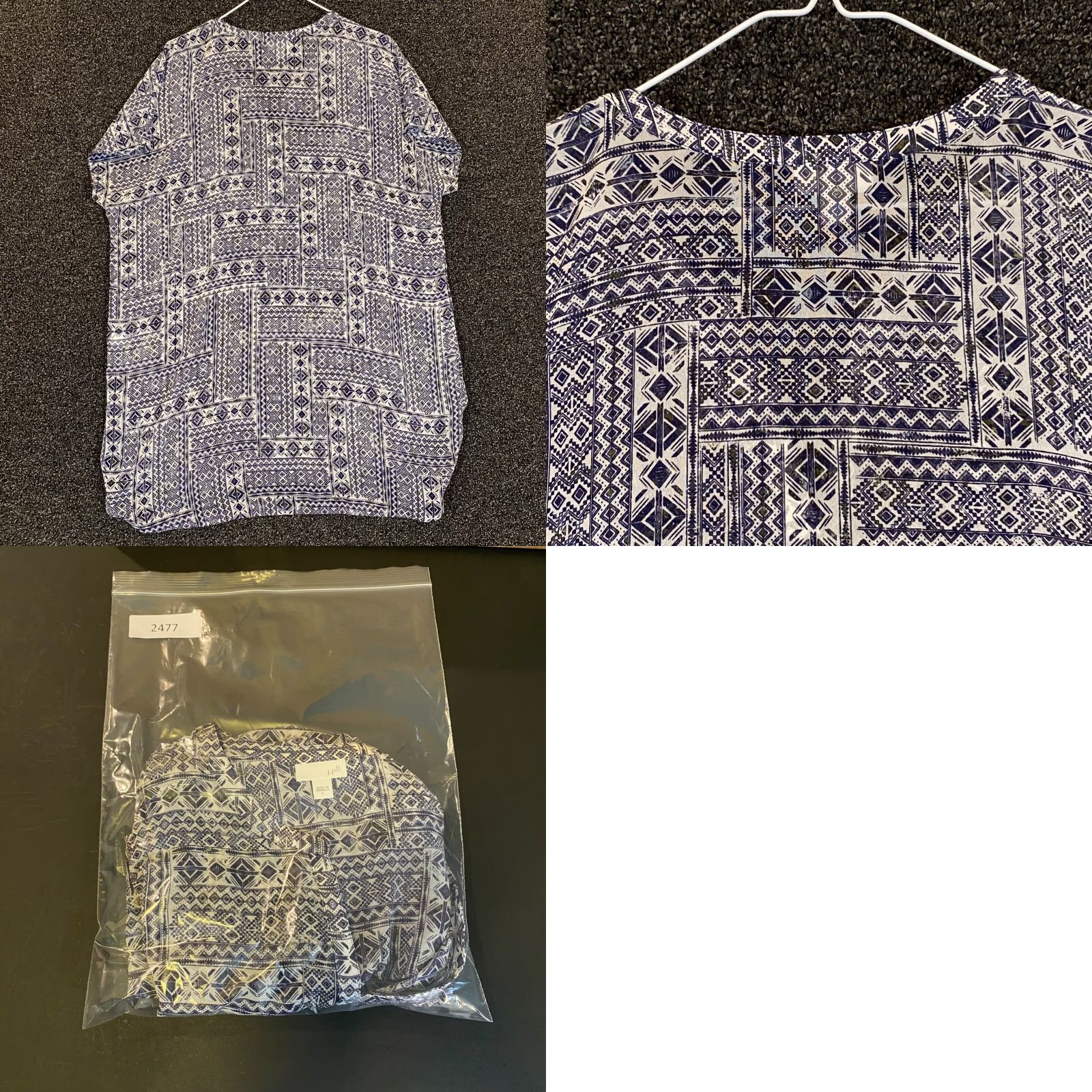 J. Jill J. Jill Shirt Women M Multicolor Sleeveless V-Neck Coverup Sheer Lightweight White Blue Geometric Casual, Travel, Party/Cocktail Womens Size M / US 6-8 / IT 42-44 - 8 Thumbnail