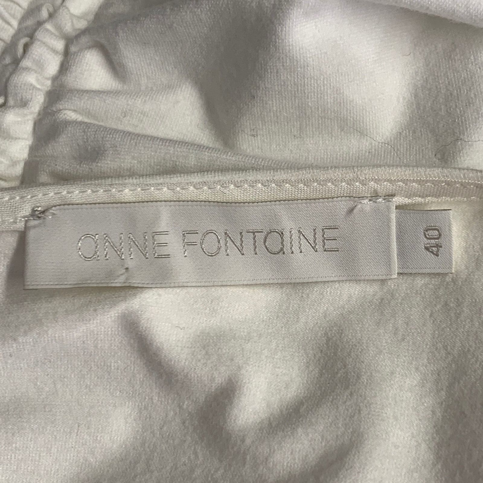 ANNE FONTAINE Seleste White Cotton Blend Ruched Ruffled Long Sleeve Top Size S / US 4 / IT 40 - 4 Thumbnail