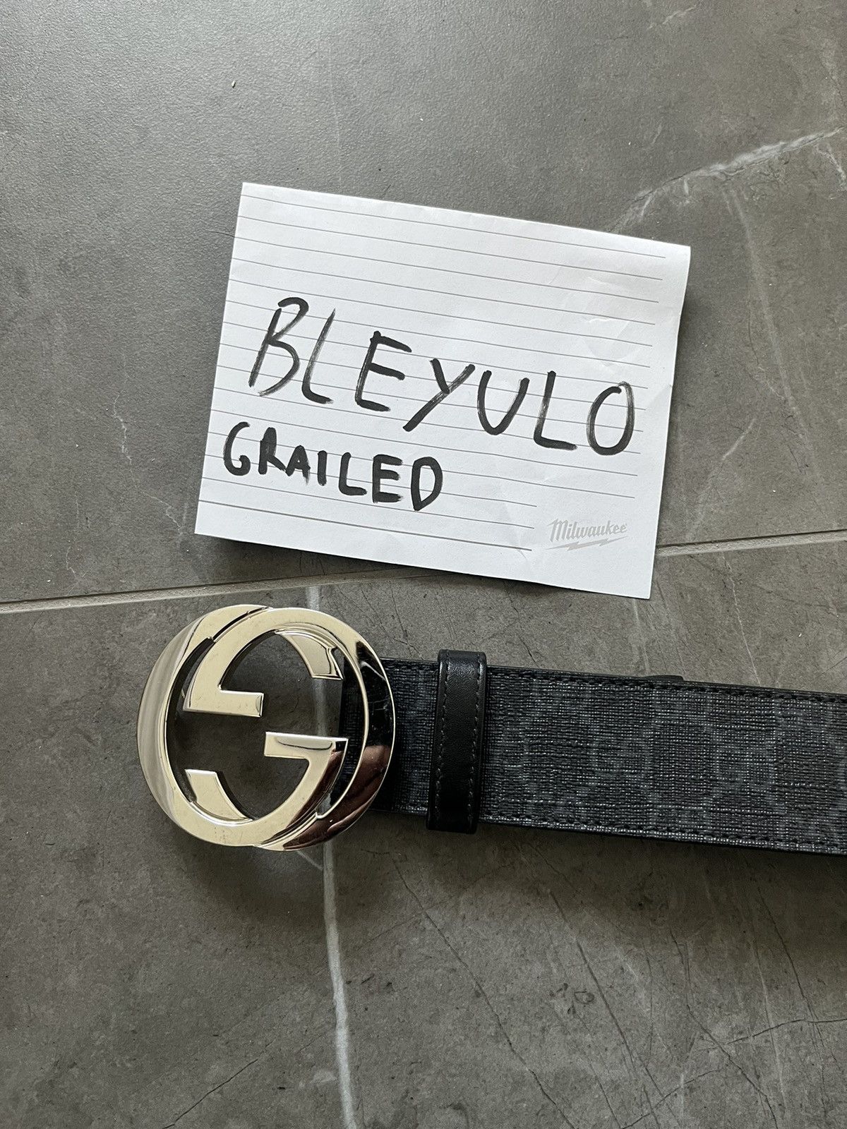 Gucci EMBOSS WITH INITIALS GG BELT WITH INTERLOCKING G BUCKLE Size 34 - 2 Thumbnail