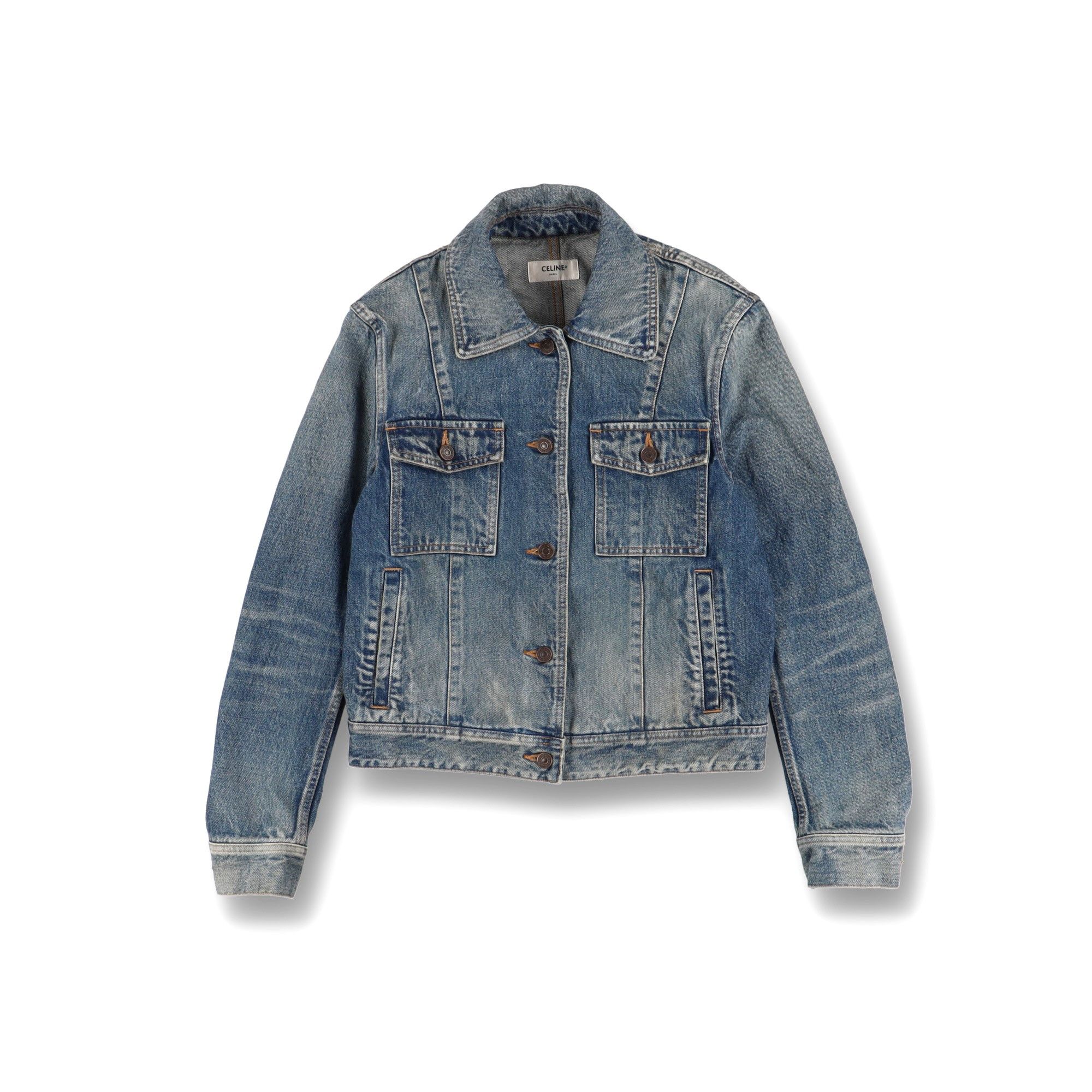 Celine 1 of 1 Blue Union Wash Classic Denim Trucker Jacket Size US S / EU 44-46 / 1 - 1 Thumbnail
