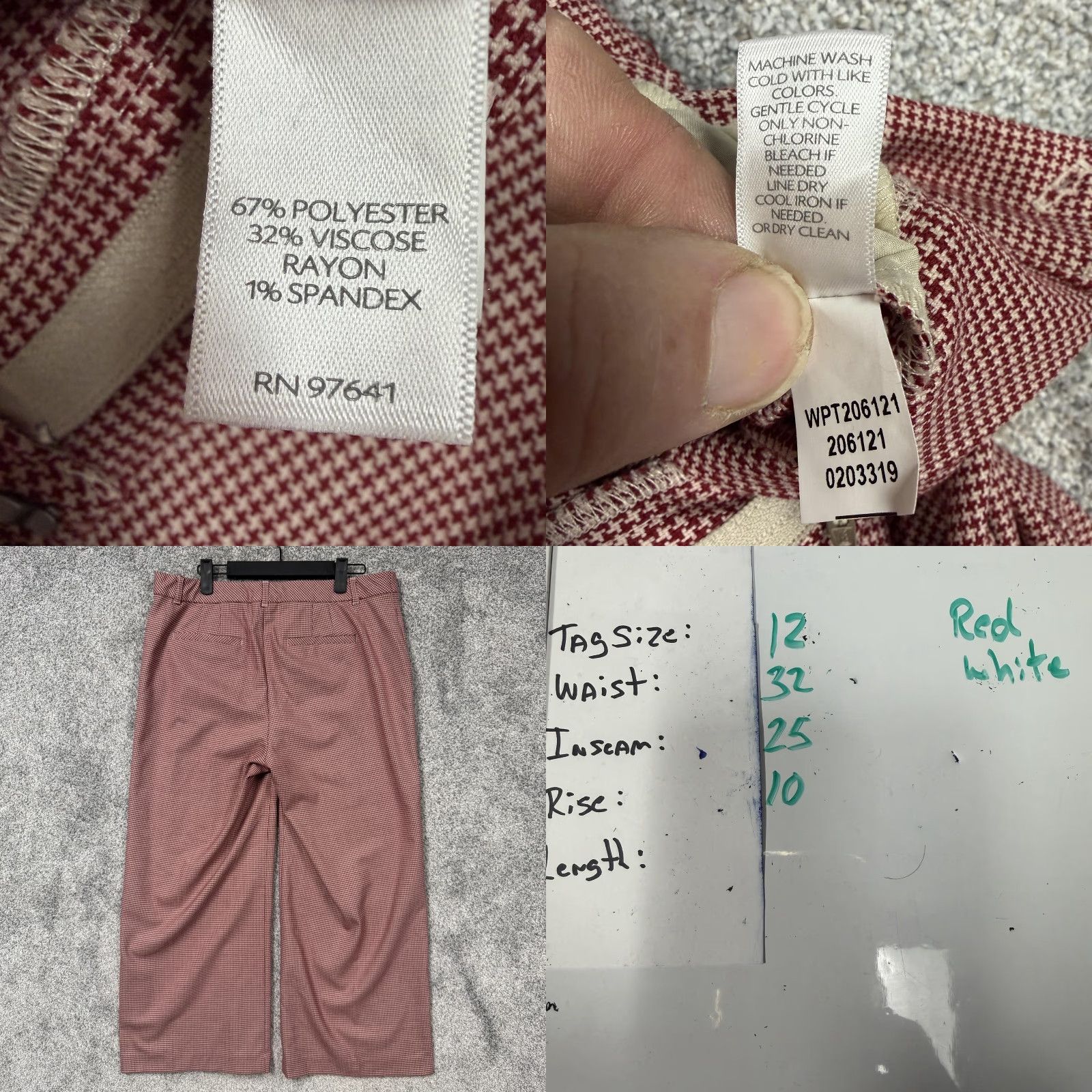 J. Jill J. Jill Dress Pants Womens 12 32x25 Red White Houndstooth Preppy Dark Academia Pants Regular Wide-Leg Ponte Vintage No Size 34" / US 12 / IT 48 - 8 Thumbnail