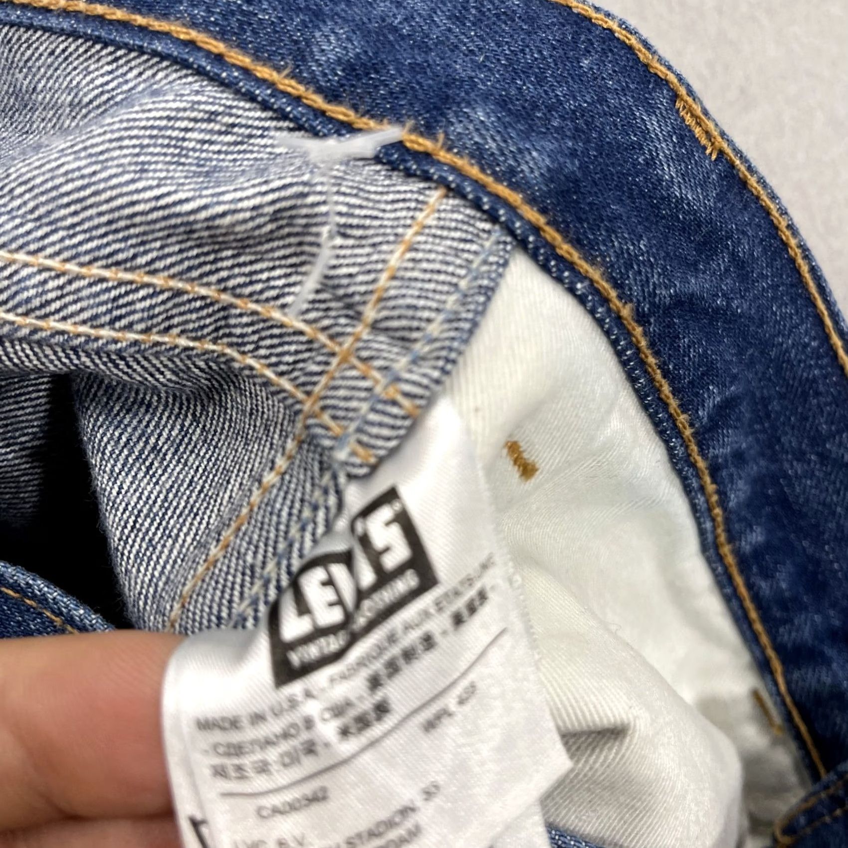 Levi's Levi's 606 Jeans Mens 31x32 Blue Denim Distressed USA Made Big E Orange Tab 5-Pocket Slim Straight Size US 31 - 5 Thumbnail
