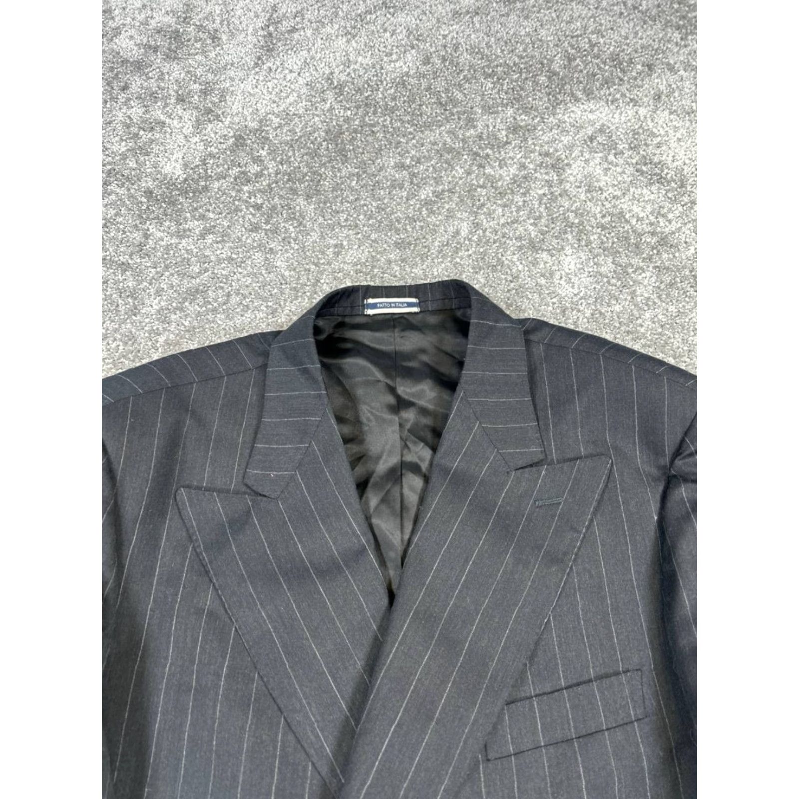 Vintage Everett Hall Suit Mens 44 L Black Wool Shirt Size 44R - 2 Thumbnail