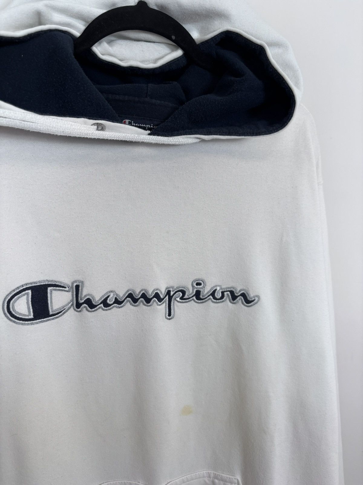 Champion Vintage Champion Big Embroidered Logo White Baggy Hoodie Size US XXL / EU 58 / 5 - 5 Thumbnail