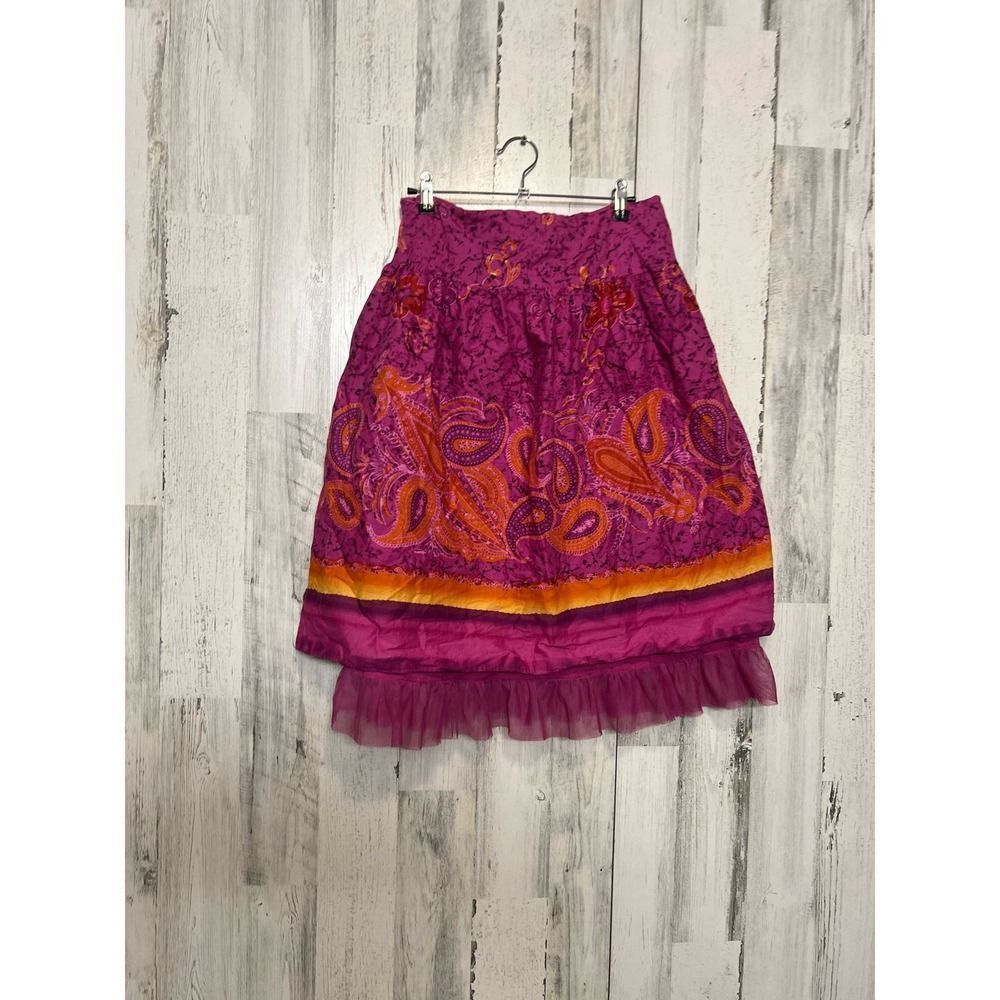 Other Allison Taylor Pink Paisley Embroidered Cotton Skirt Size 12 Size 30" / US 8 / IT 44 - 1 Thumbnail