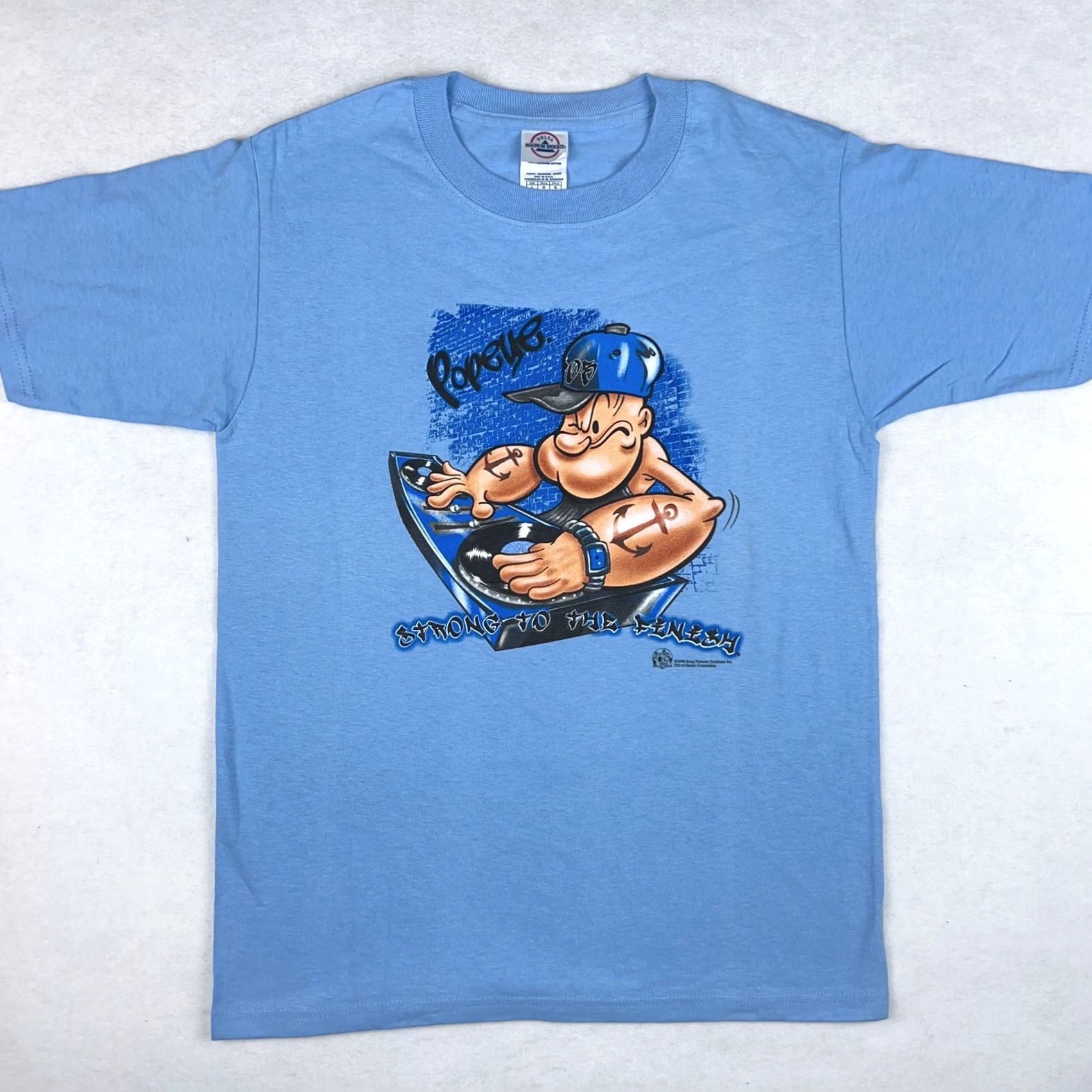 Delta NOS vintage POPEYE STRONG TO THE FINISH T-Shirt SMALL blue 80s 80s T-Shirt Men XS Regular Short Sleeve Cotton Delta Bulls-eye Shirts Mens Size US S / EU 44-46 / 1 - 3 Thumbnail