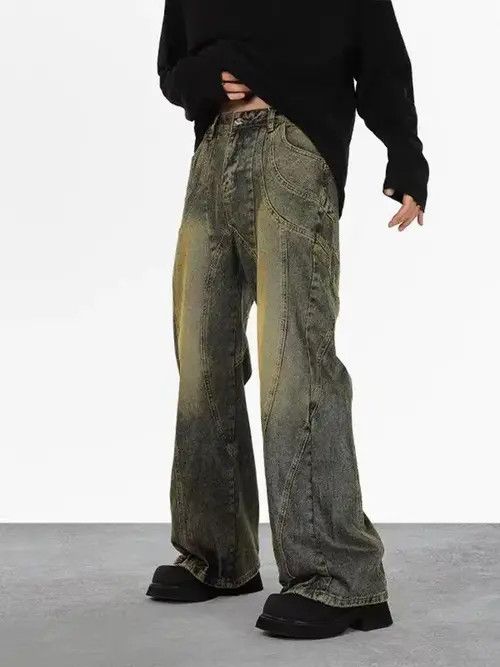 Japanese Brand Vintage straight-leg draped jeans Size US 32 / EU 48 - 4 Thumbnail