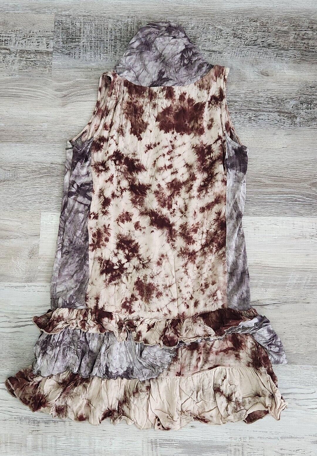 Designer Theme Top Size Small Tie Dye Brown Loose Turtle Neck Dress Size S / US 4 / IT 40 - 2 Thumbnail