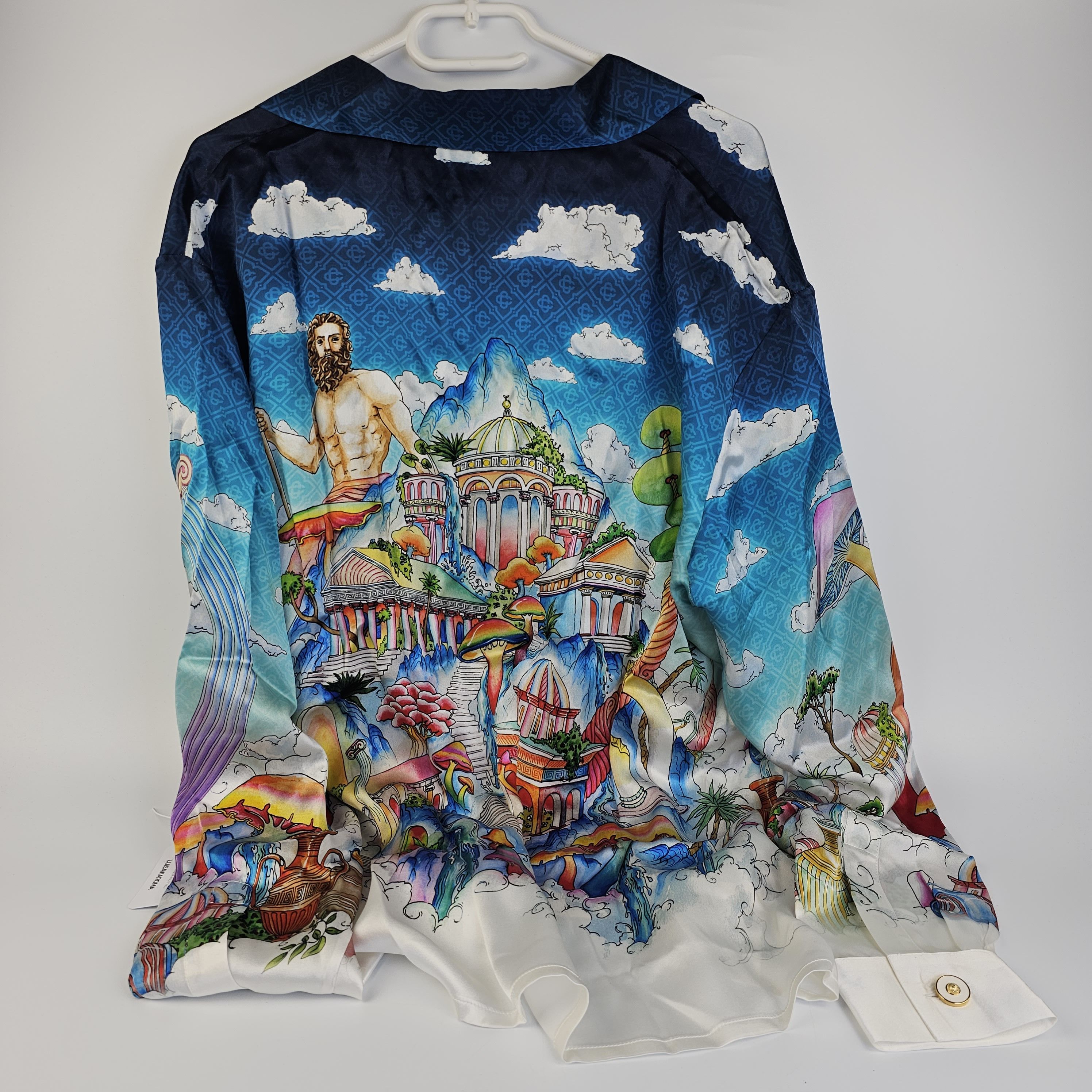 Casablanca Le Temple Multicolor Silk Long Sleeve Shirt New S