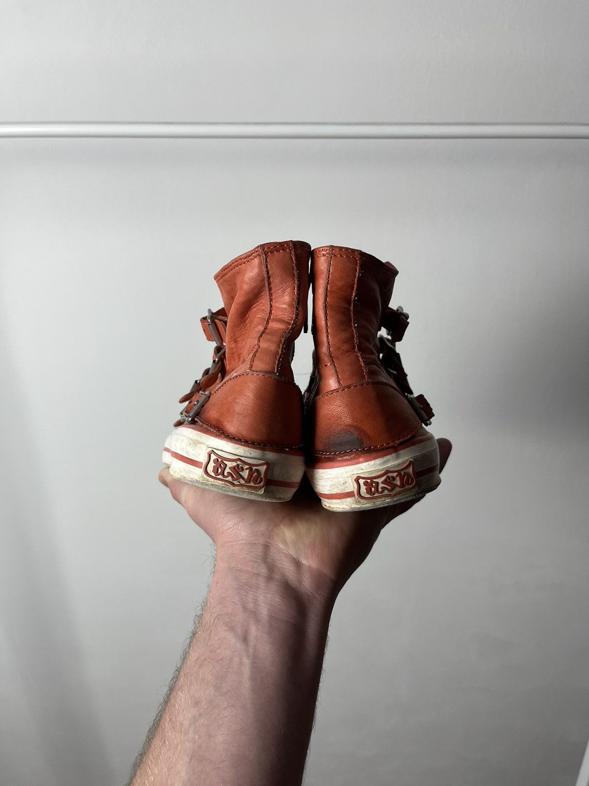 ASH Vintage Ash Punk Faded Leather Hi-Top Strap Sneakers Size US 9 / IT 39 - 4 Thumbnail