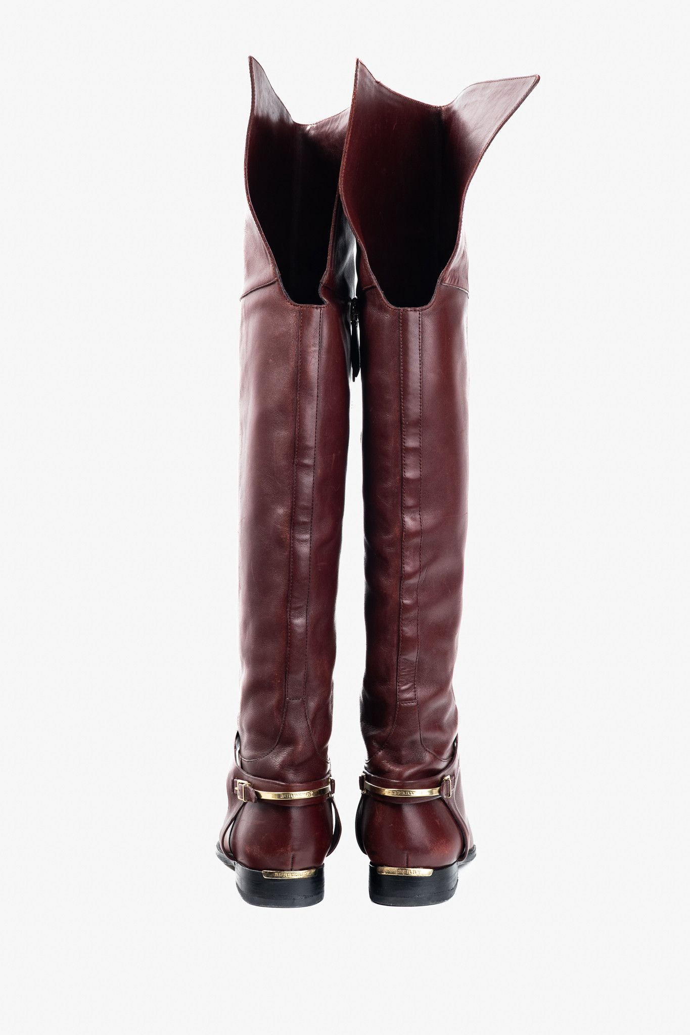 Burberry Burberry Carmack Bordeaux Leather Over-The-Knee Riding Boots Size US 7 / IT 37 - 3 Thumbnail