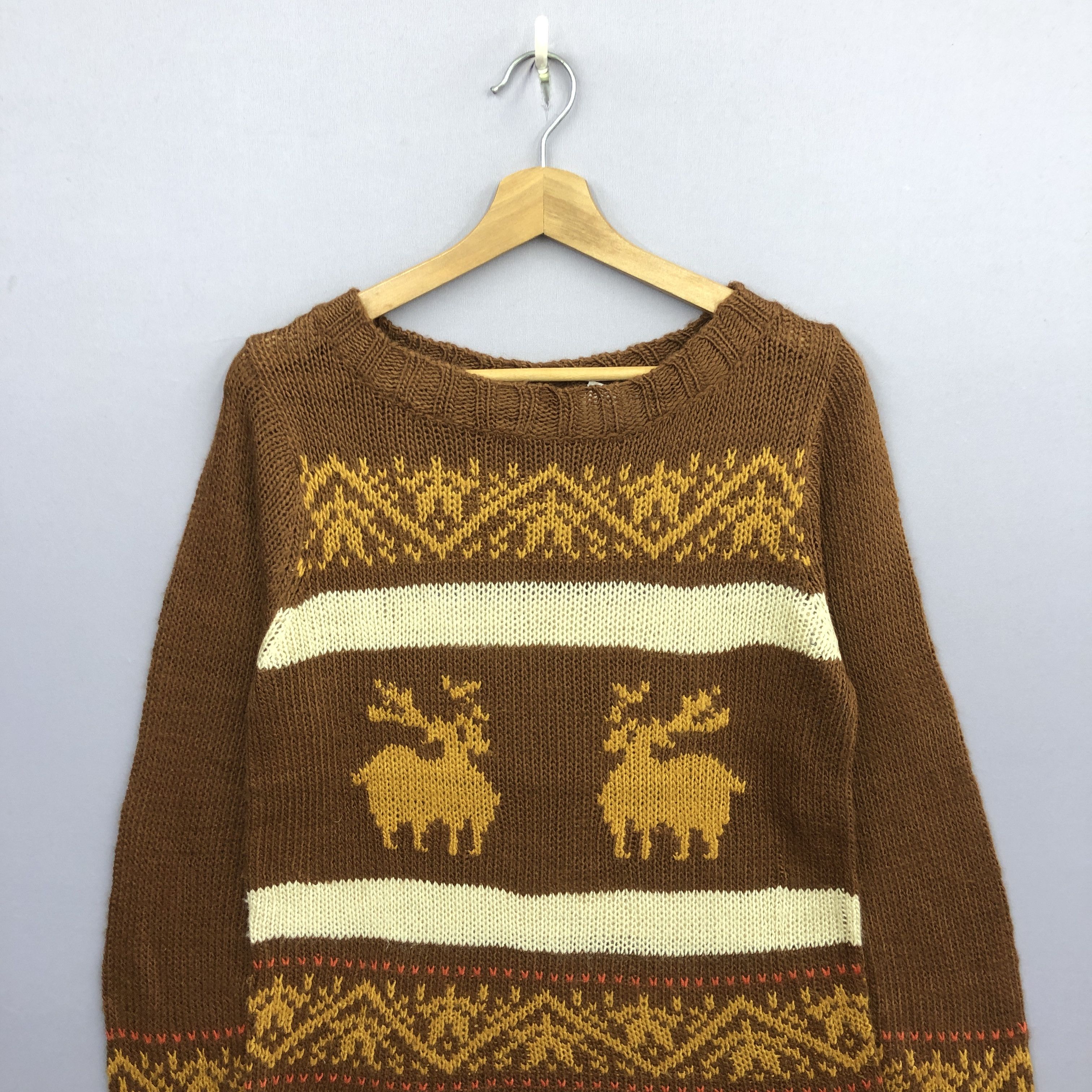 Japanese Brand Vintage 90s Deer Japanese Knitwear Sweater Sweatshirt Jumper Size XS / US 0-2 / IT 36-38 - 3 Thumbnail