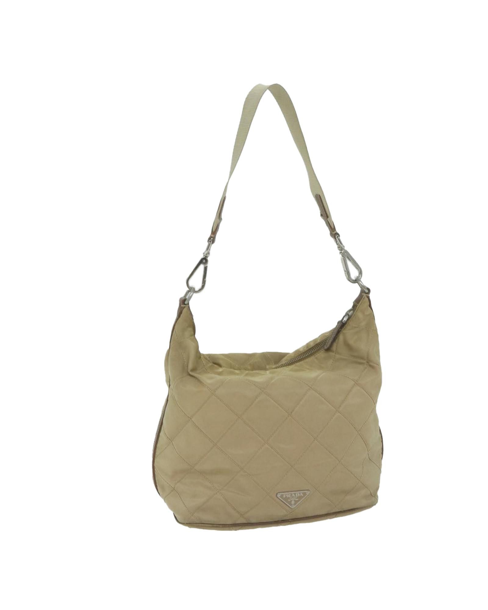 image of Prada Beige Synthetic Shoulder Bag With Practical Elegance, Women's