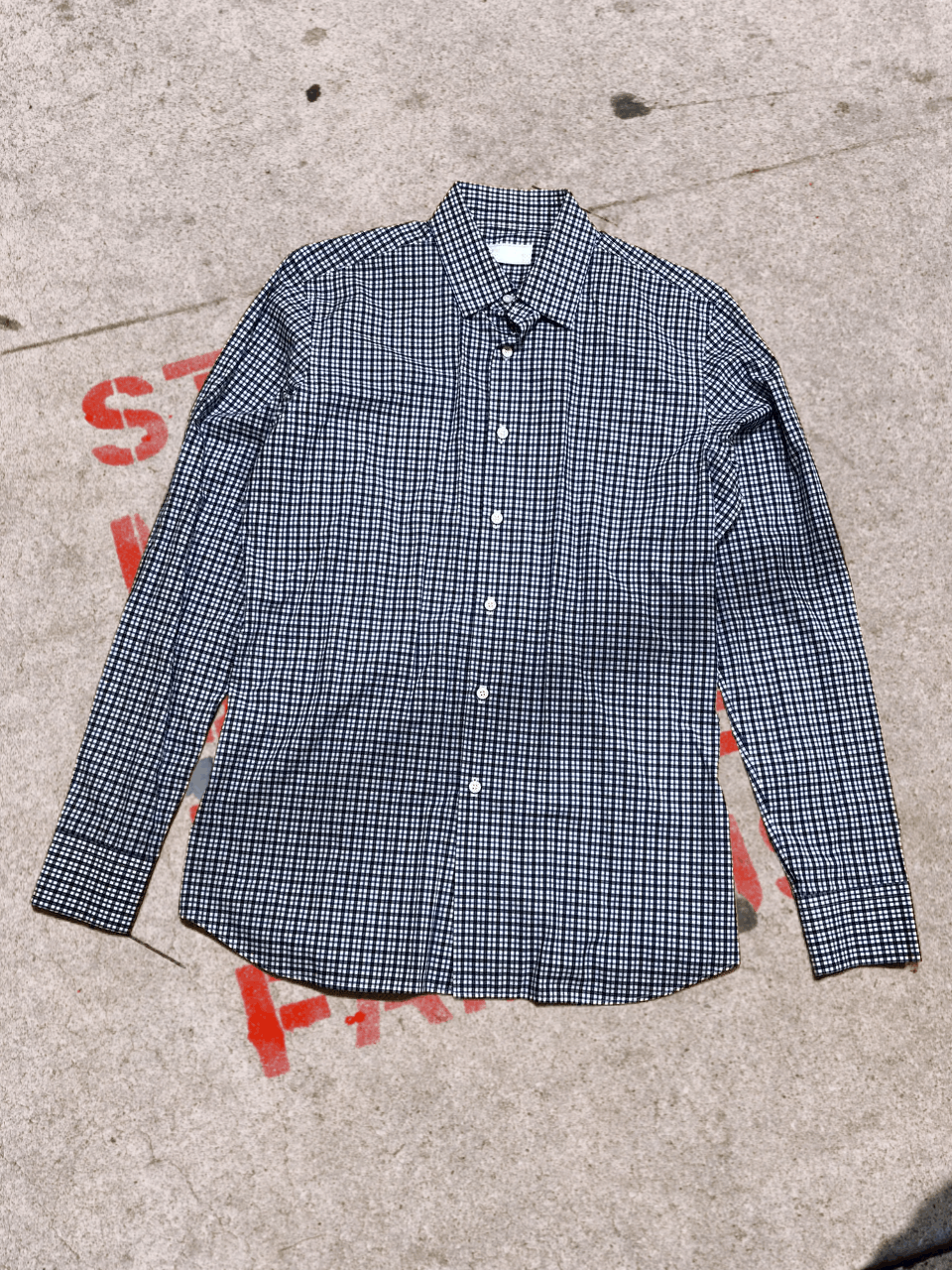 PRADA Gingham Check Long Sleeve Shirt