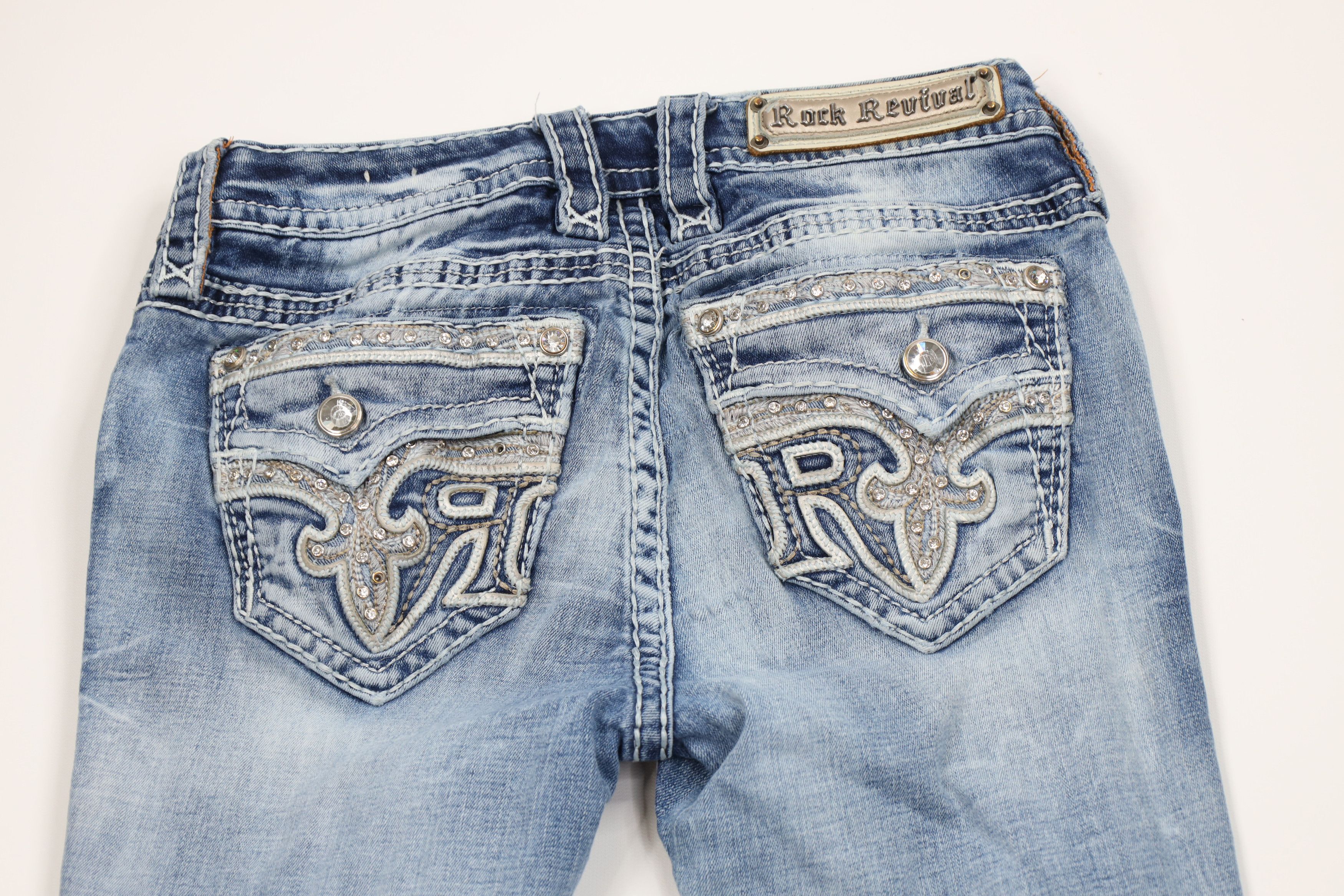 Rock Revival Rock Revival Thick Stitch Jeweled Sundee Bootcut Jeans Blue Size 26" / US 2 / IT 38 - 12 Thumbnail