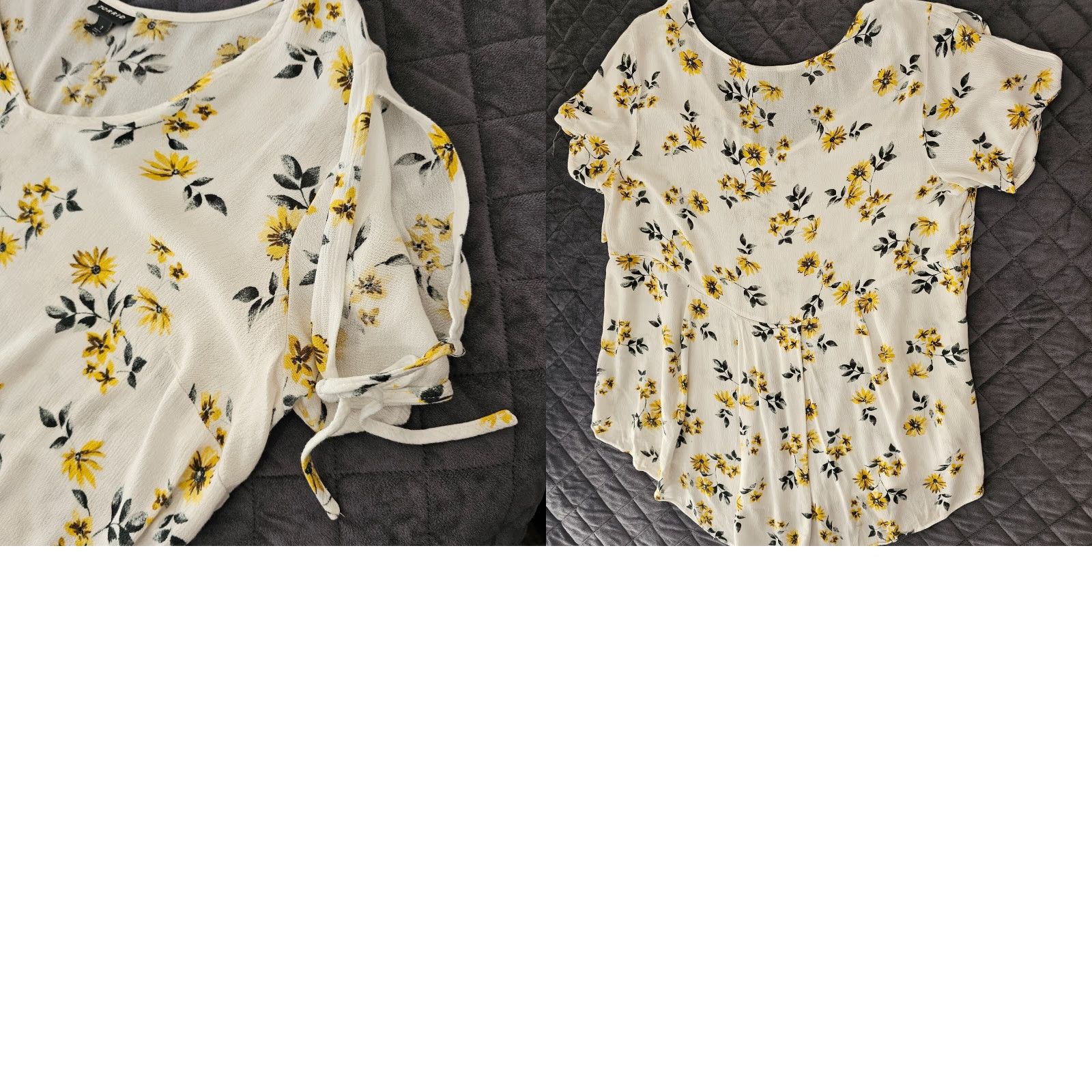 Torrid Torrid Blouse Shirt Women Plus Size 1 White Floral Sunflower Print Short Sleeve Scoop Neck Slit Accent Tie Casual Party/Cocktail Size XS / US 0-2 / IT 36-38 - 9 Thumbnail