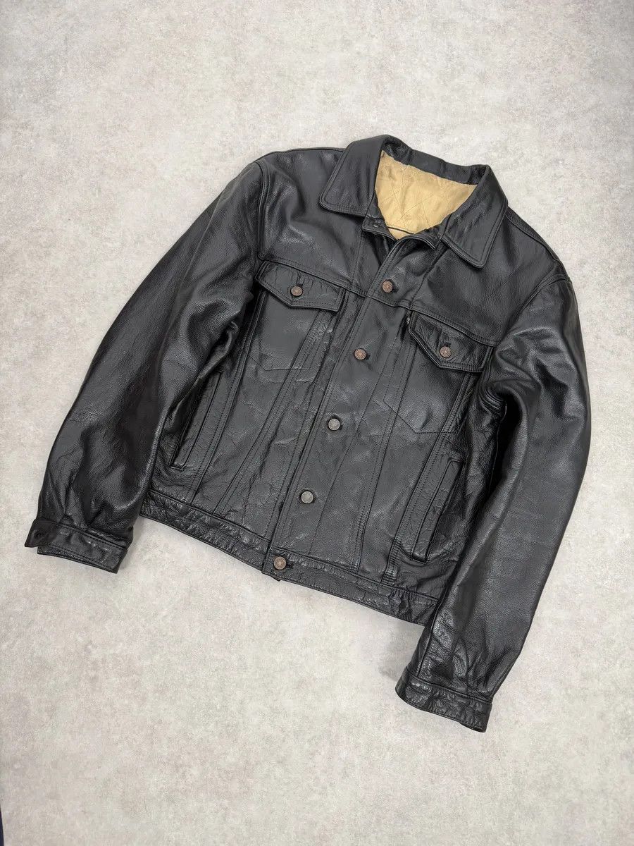 Levi's Levis Black Leather Bomber Trucker Jacket Size US M / EU 48-50 / 2 - 5 Thumbnail