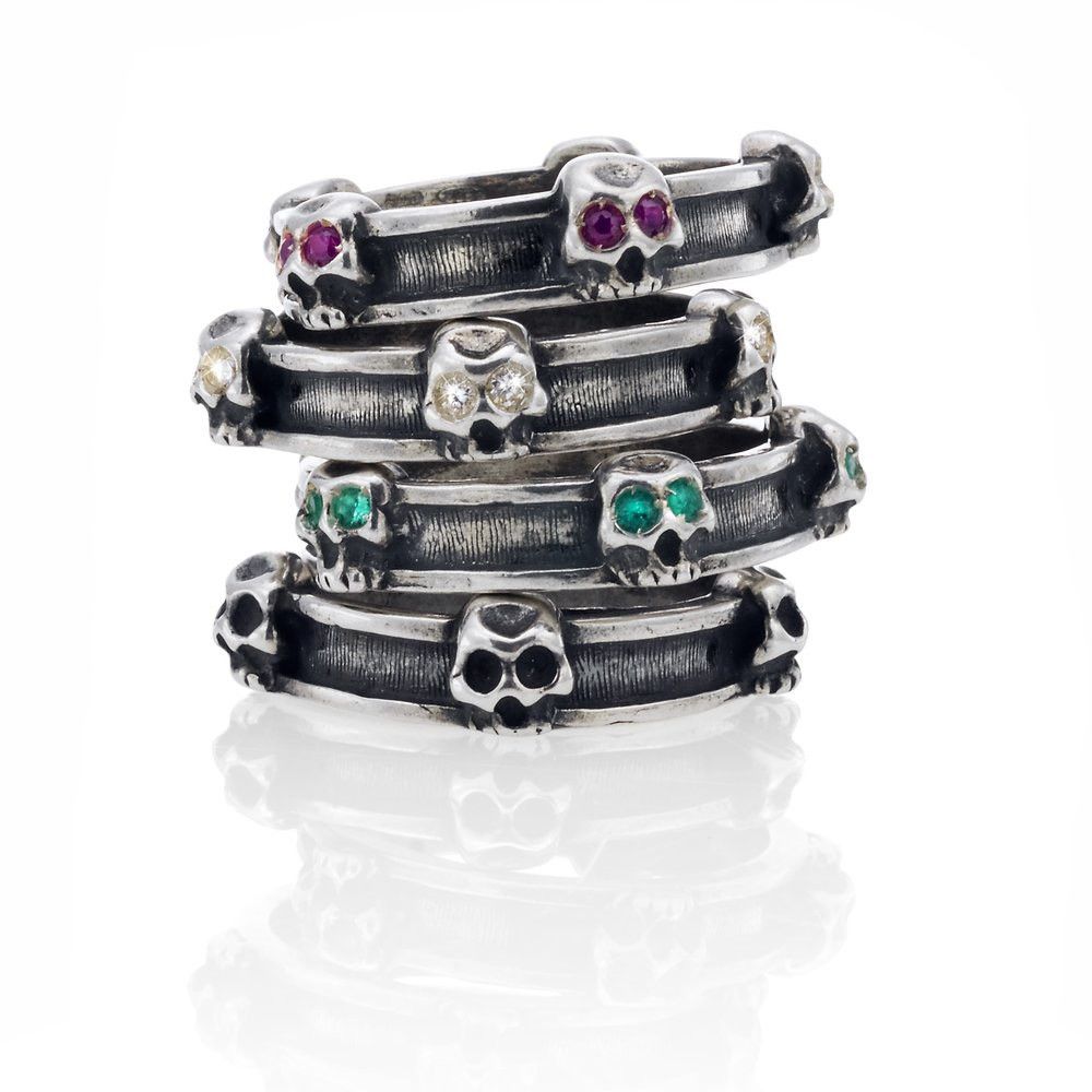 Other Luka Sabbat x Monini Gioielli Skull Ring with Emeralds Size ONE SIZE - 1 Thumbnail